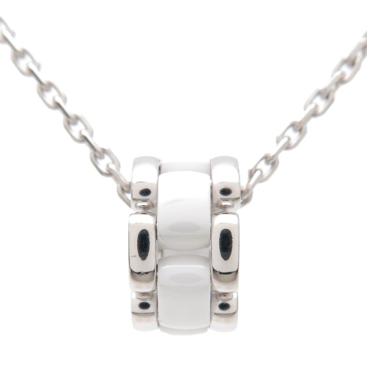 Authentic CHANEL Ultra collects 
ion Necklace Ceramic K18WG 750 White Gold Used F/S