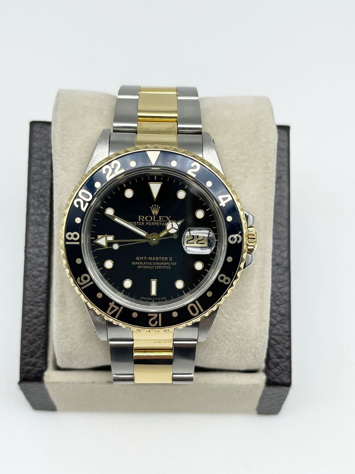Rolex GMT Master II 16713 Black Dial 18K Yellow Gold Steel