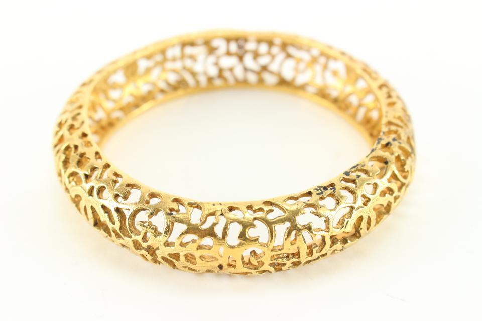 Chanel 24k Gold Plated Collection 25 CC Logo Bangle Bracelet