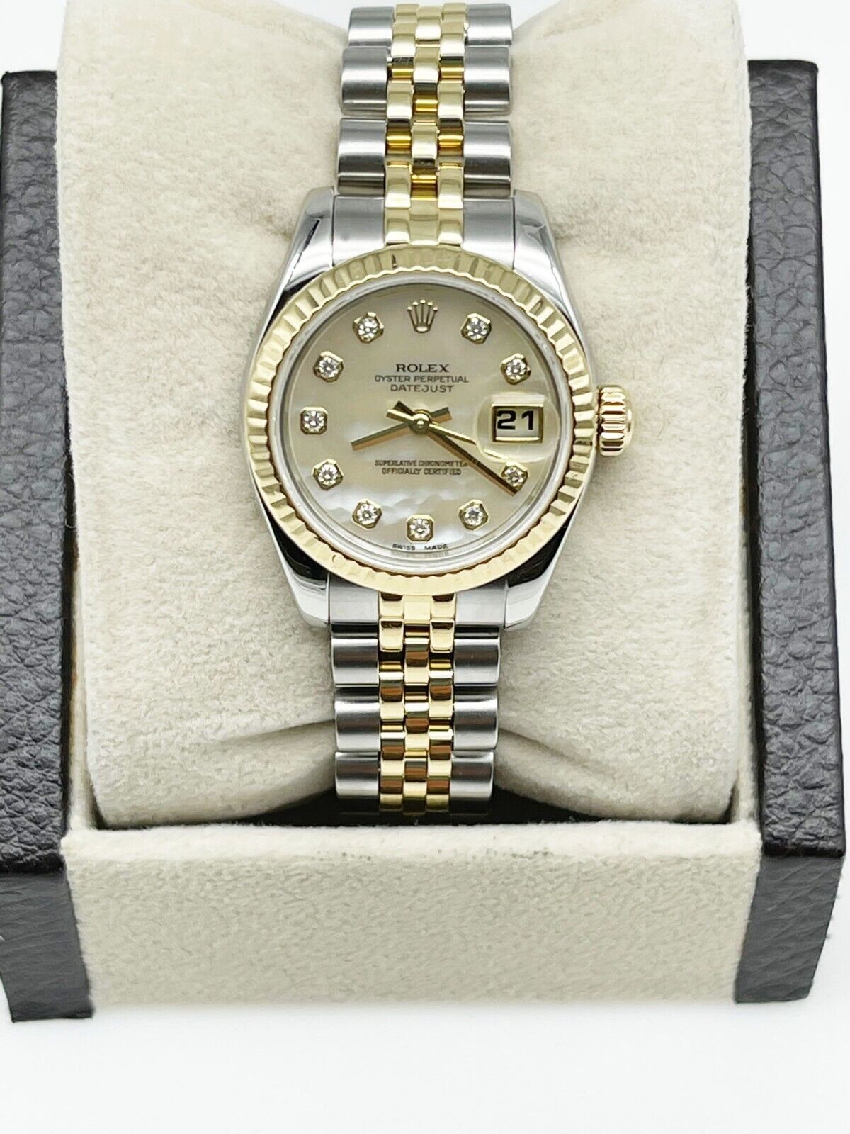 Rolex Ladies Datejust 179173  MOP Diamond Dial 18K Gold Steel