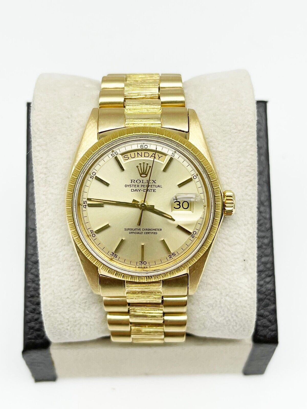 Rolex  President Day Date Champagne Dial Bark Finish 18K Yellow Gold