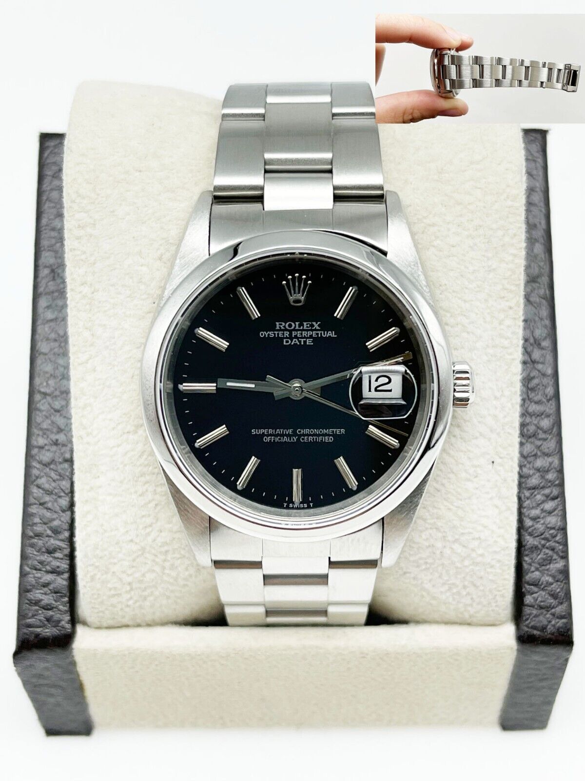 Rolex  Date Black Dial Stainless Steel