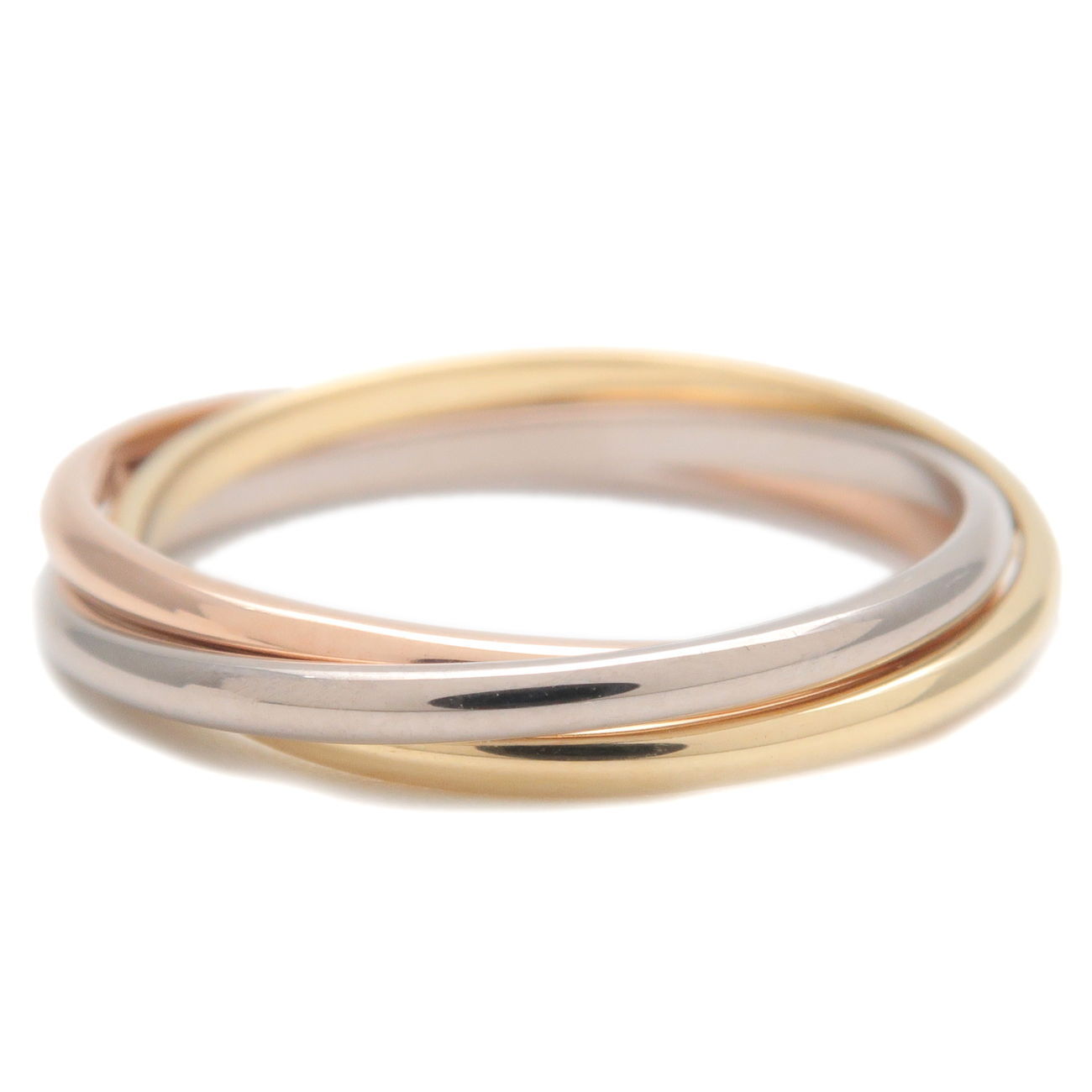 Authentic Cartier Trinity Ring K18 750YG/WG/PG #50 US5-5.5 HK11 EU50 Used F/S