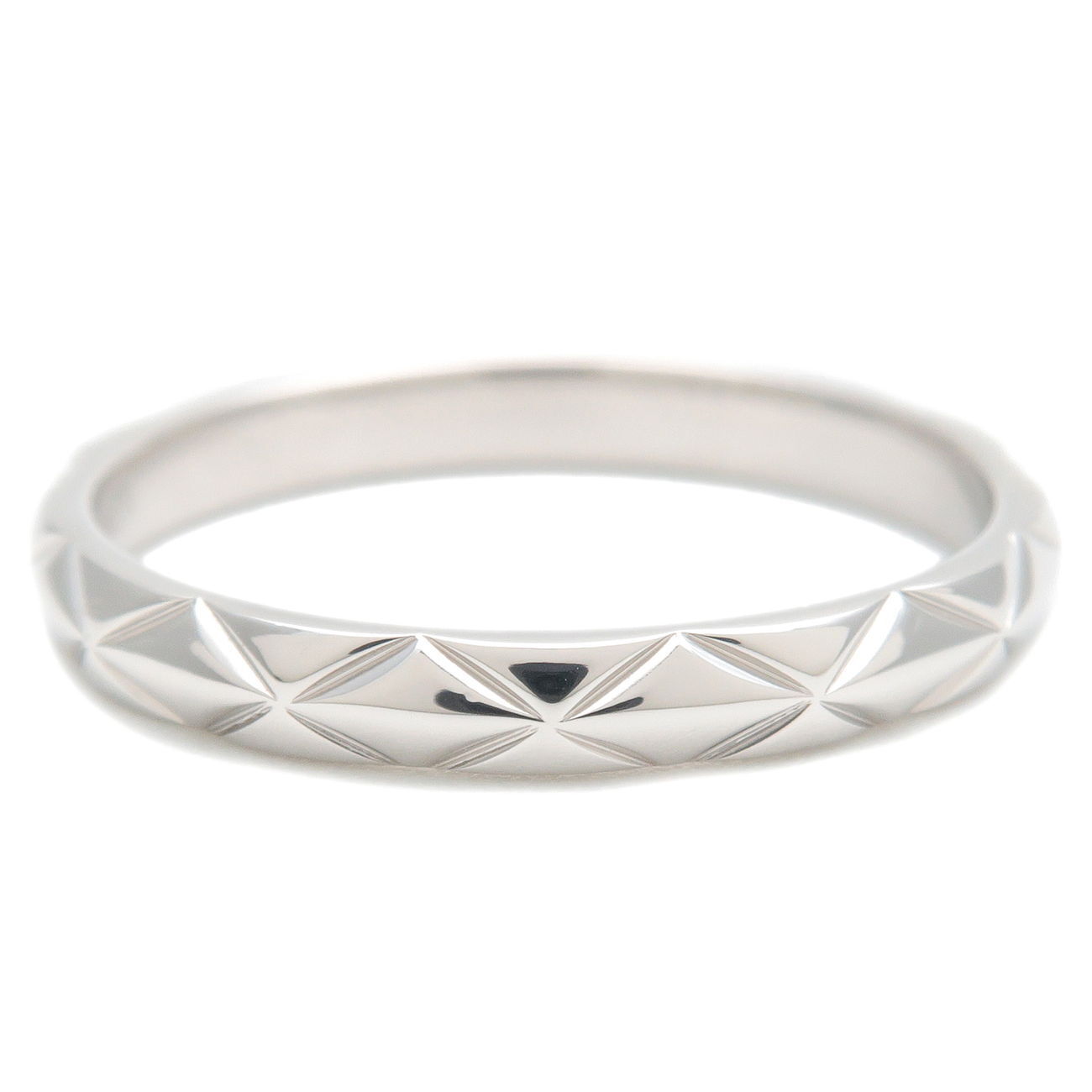 Authentic CHANEL Matelasse Ring Small PT950 Platinum #53 US6.5 EU53 Used F/S