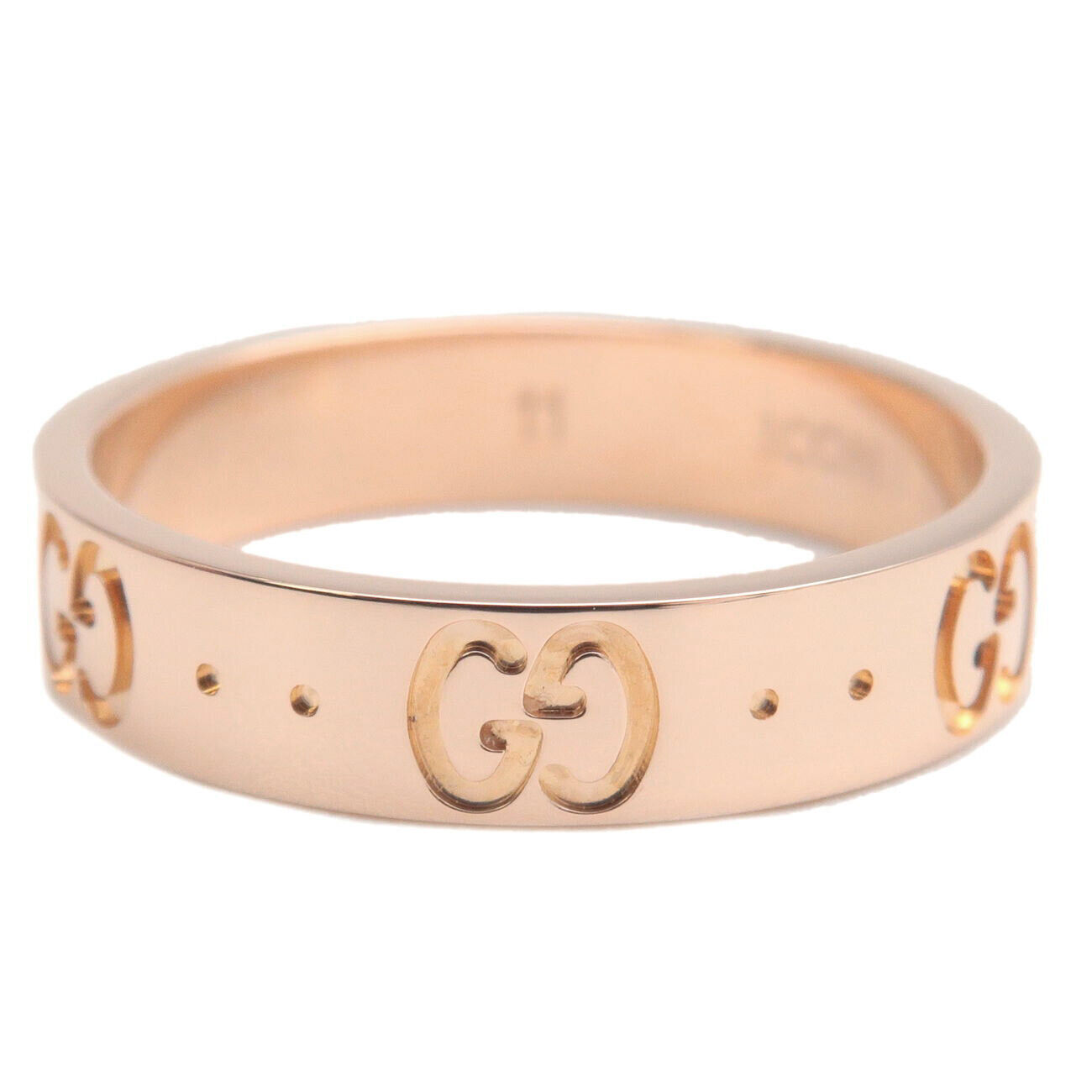 Authentic GUCCI ICON Ring K18PG 750PG Rose Gold #11 US5.5 HK12 EU51 Used F/S