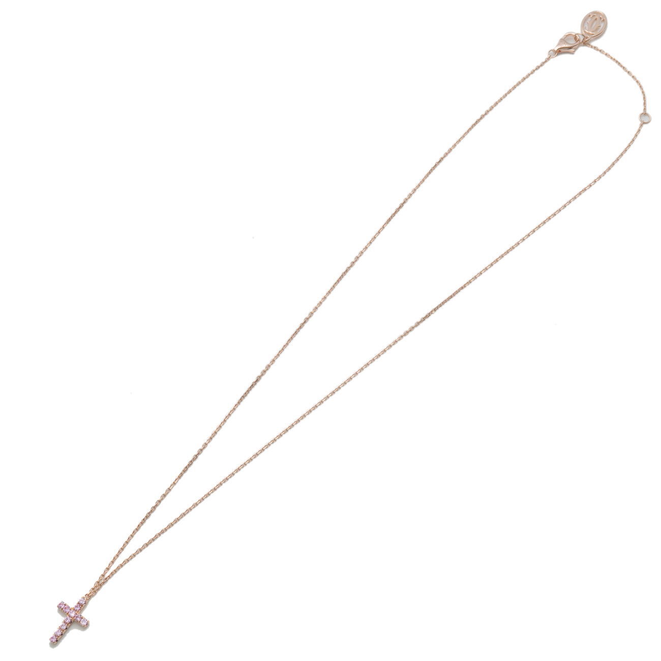 Authentic Cartier Symbol Cross Pink Sapphire Necklace