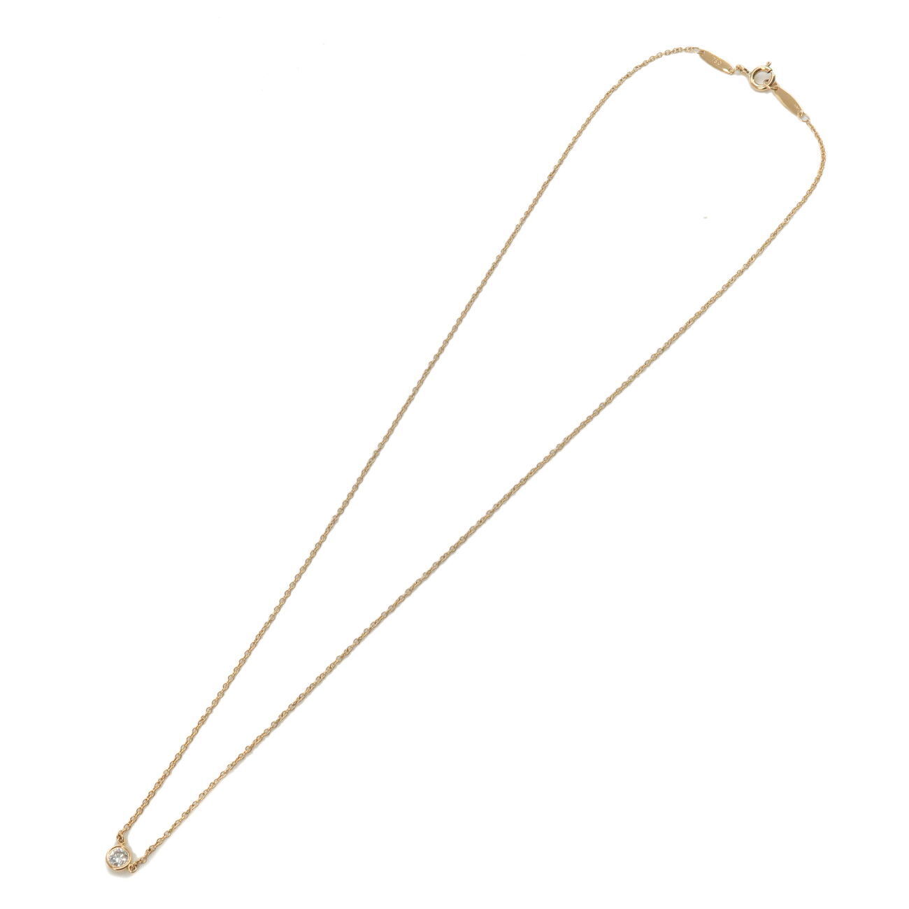 Auth TiffanyCo. By the Yard 1P Diamond Necklace 0.14ct Yellow Gold Used F/S