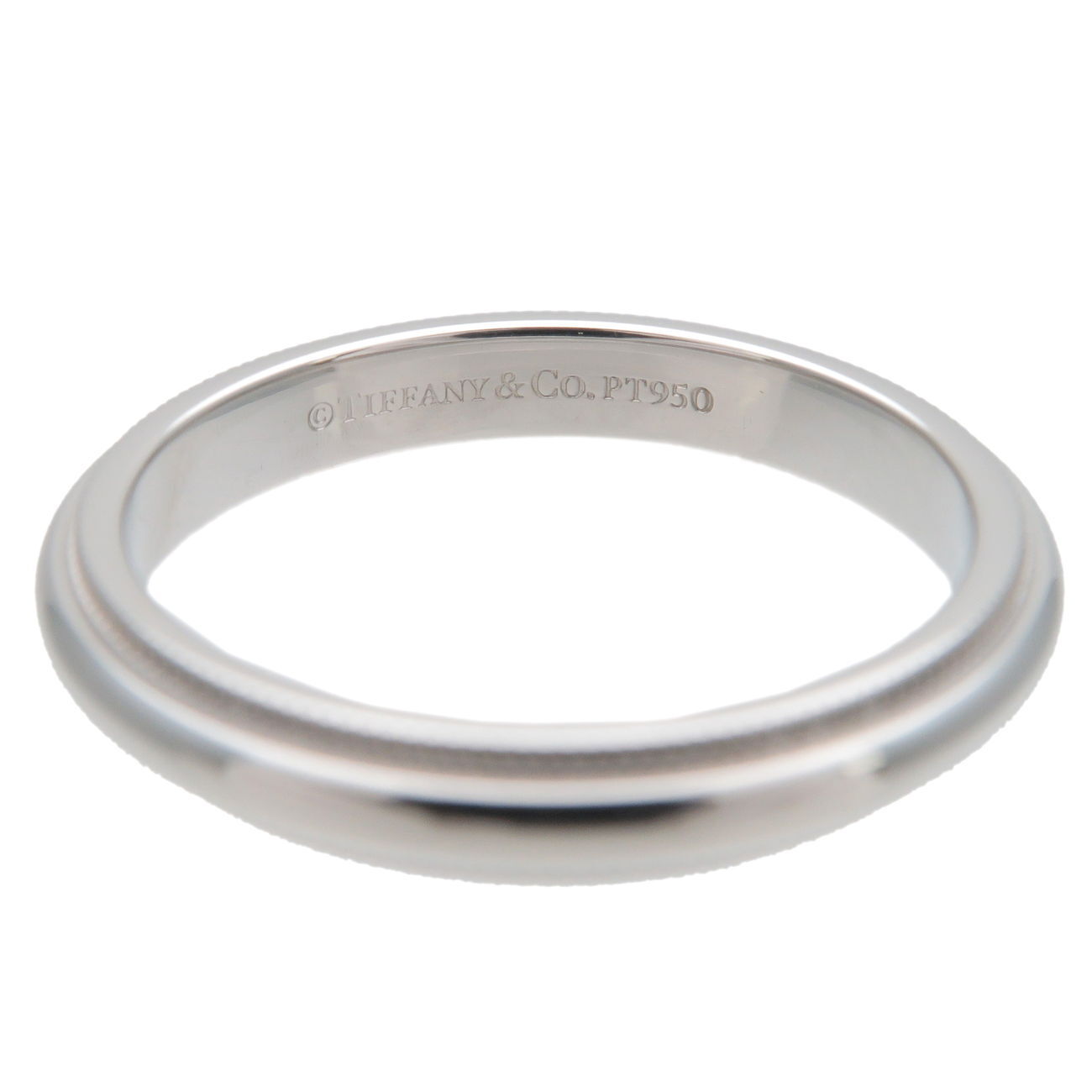 Authentic TiffanyCo. Milgrain Band Ring PT950 Platinum US6-6.5 EU52.5 Used F/S