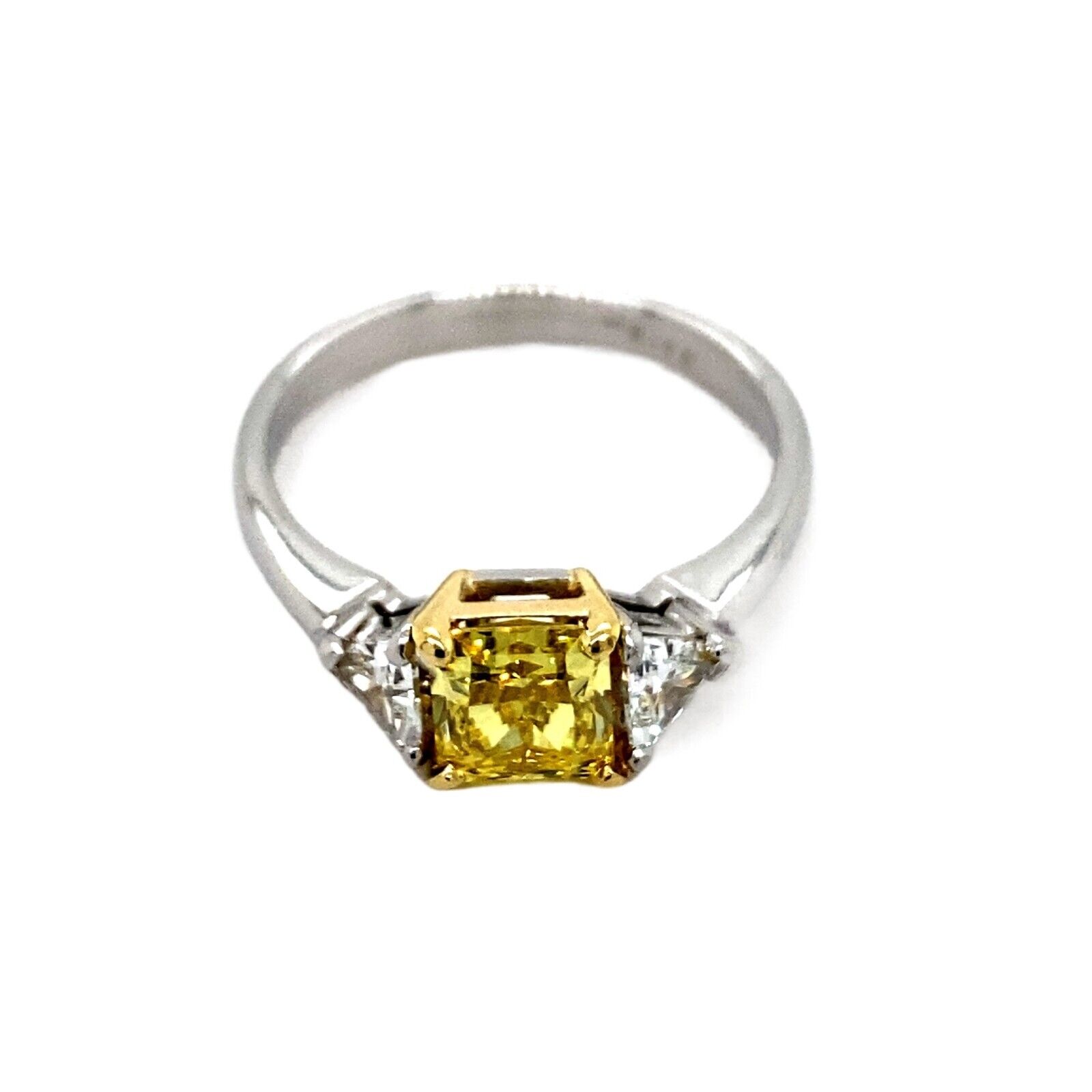 Tiffany  Co. Fancy Vivid Yellow Radiant 1.52 tcw Diamond Engagement Ring Plat