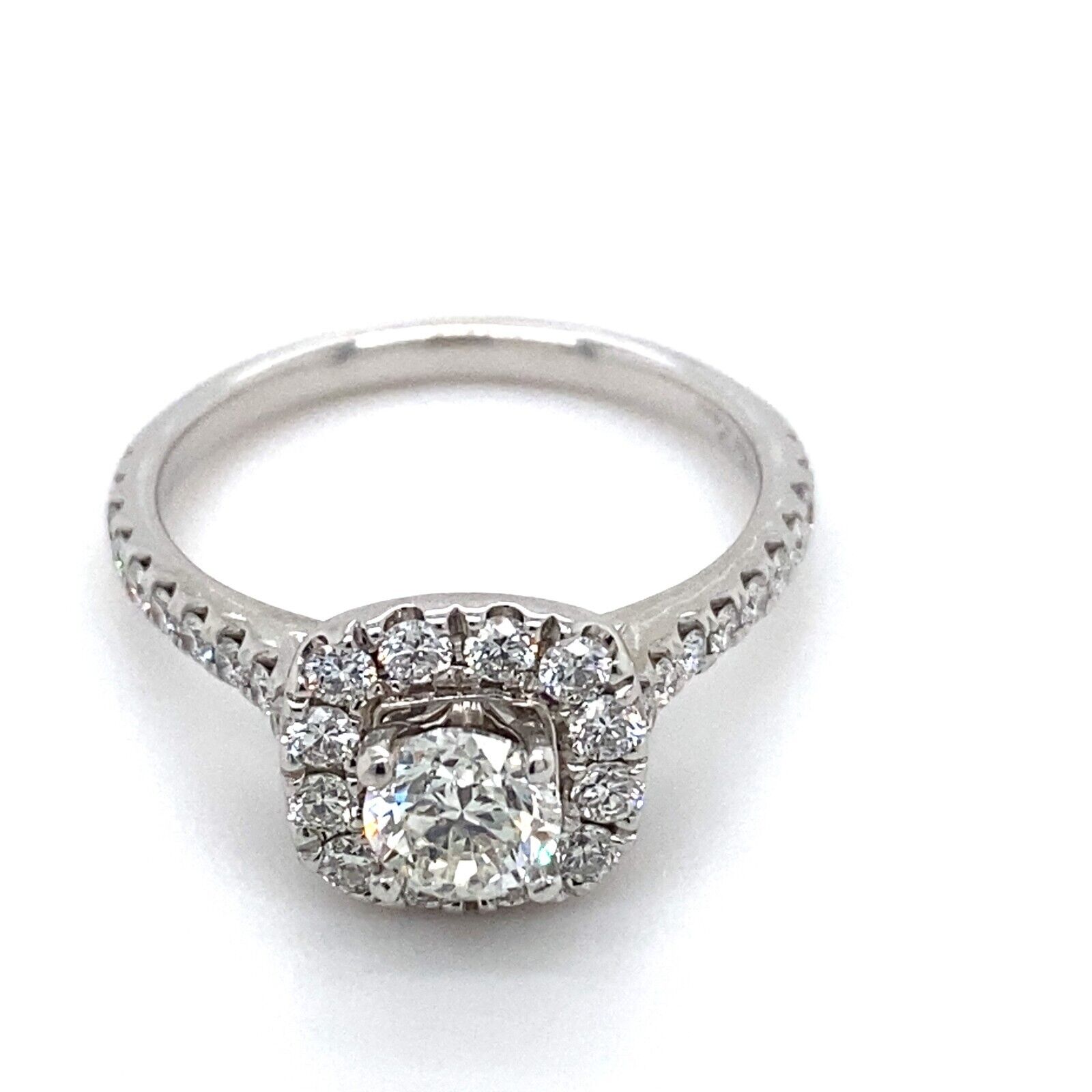 NEIL LANE Round Diamond Halo 1.27 tcw Engagement Ring in 14kt White Gold
