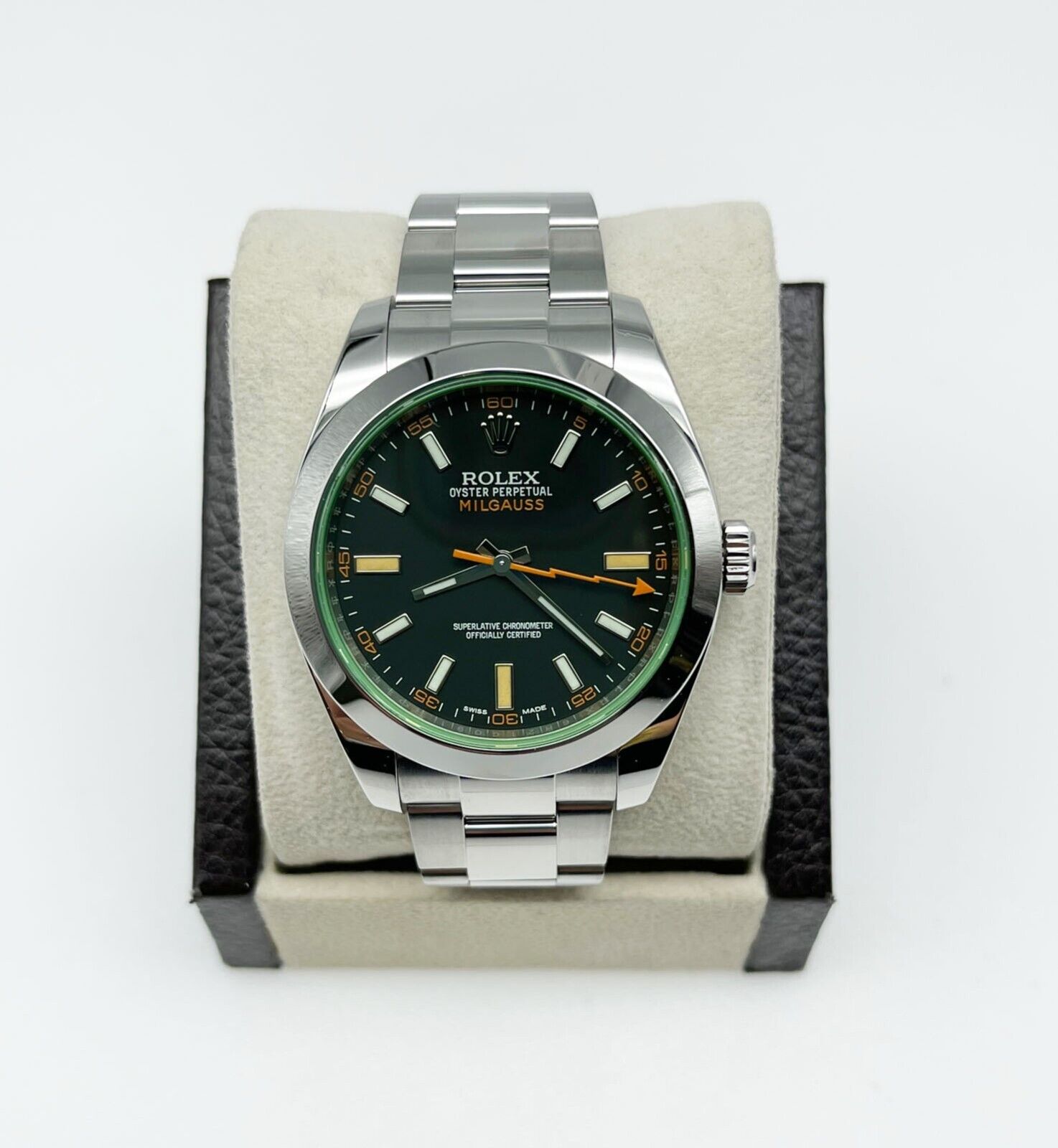 Rolex   Milgauss Green Crystal Black Dial Steel