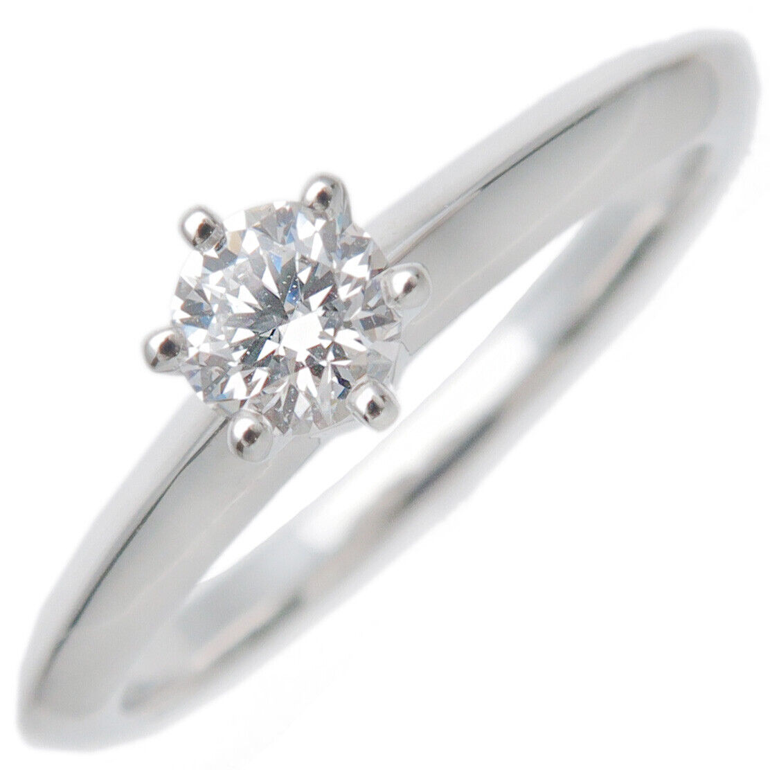 Auth Tiffany  Co. Solitaire Diamond Ring 0.18ct PT950 Platinum