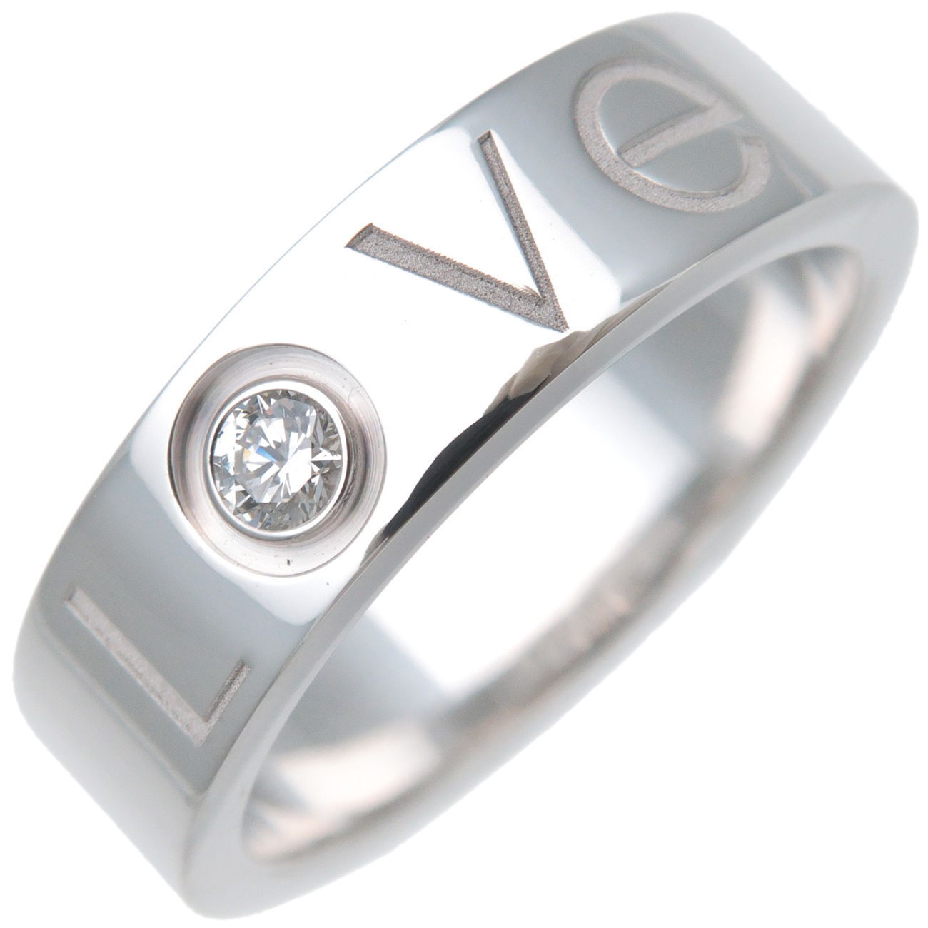 Auth Cartier Love Ring 1P Diamond K18WG 750WG White Gold US7 EU54.5 Used F/S