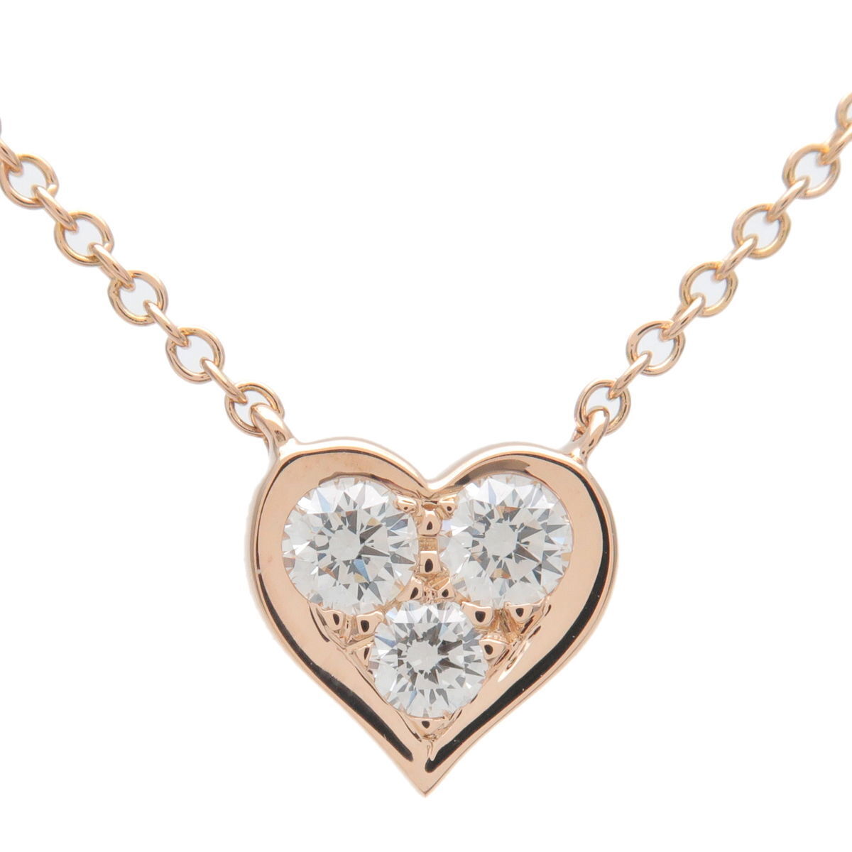 Tiffany  Co. Sental Heart 3P Diamond Necklace Rose Gold