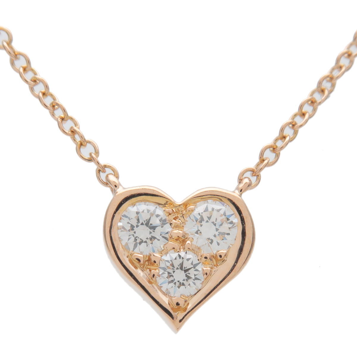 Tiffany  Co. Sental Heart 3P Diamond Necklace Rose Gold