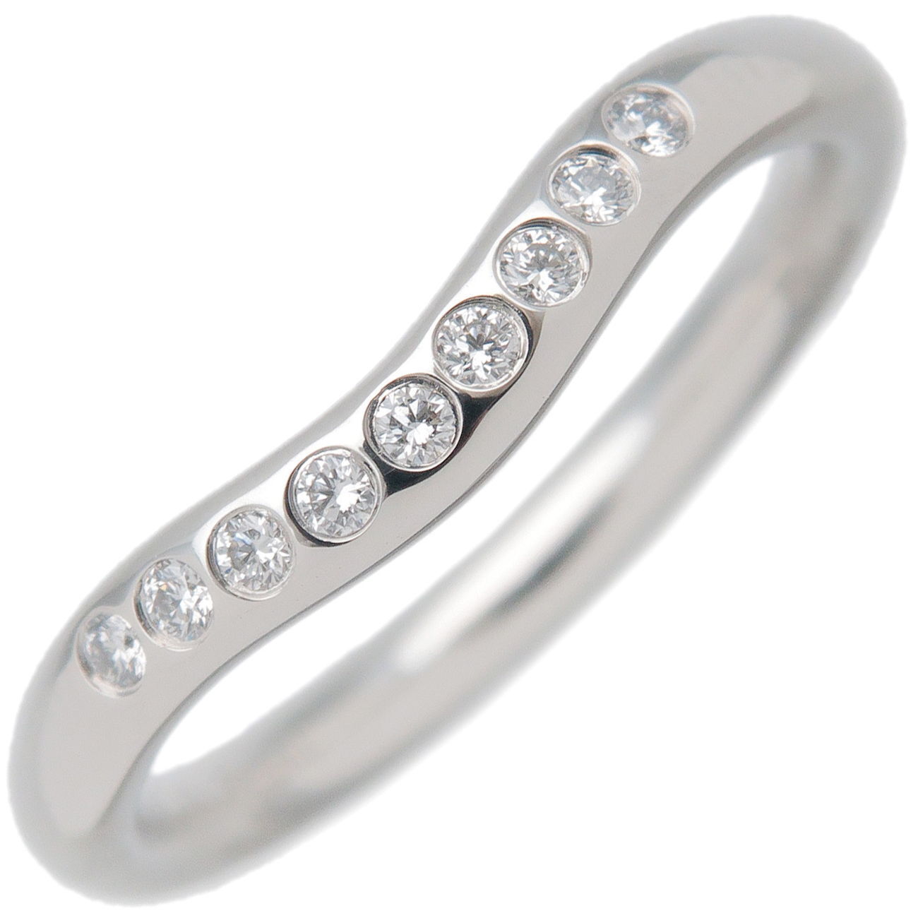 Tiffany  Co. Curved Band Ring Diamond  Platinum