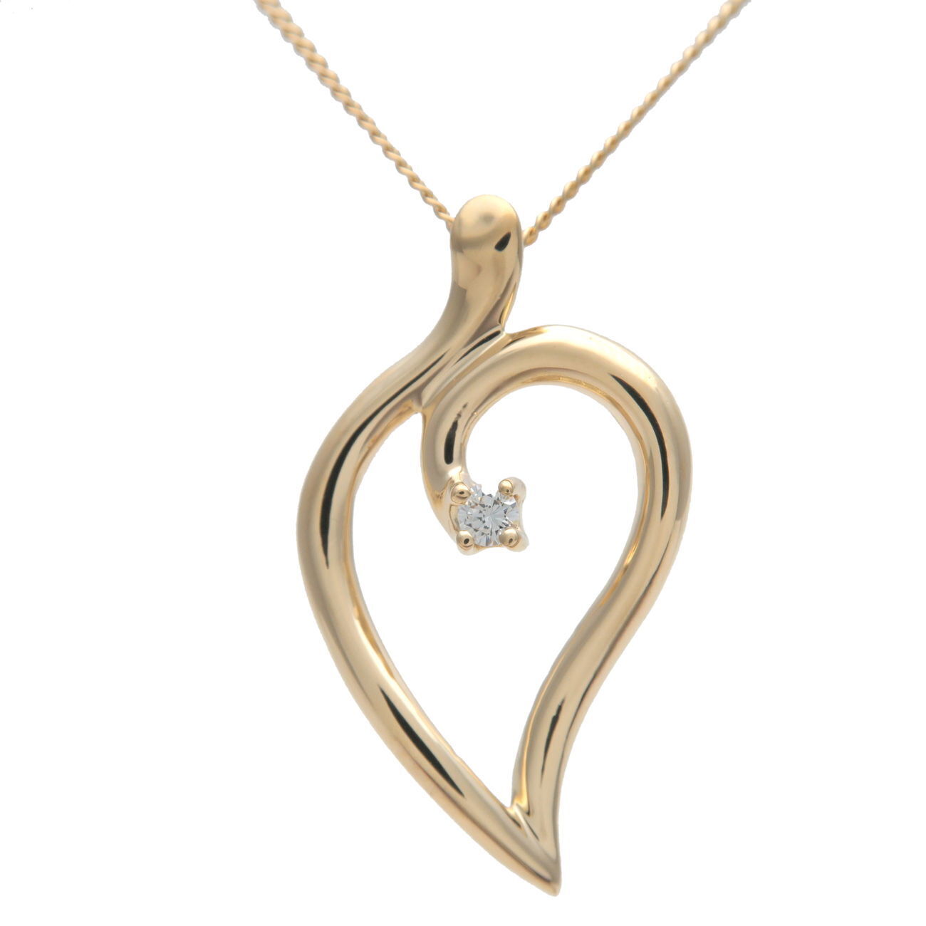 Tiffany  Co. Leaf Heart  Diamond Necklace   Yellow Gold