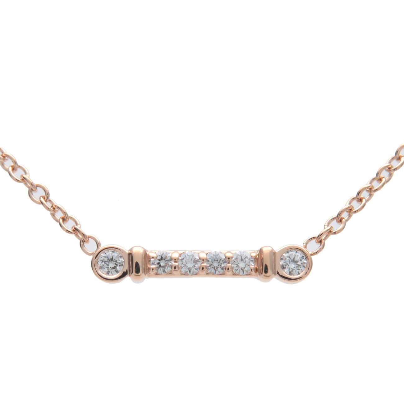 Tiffany  Co. Fleur de Lis Diamond Key Bar Necklace Rose Gold
