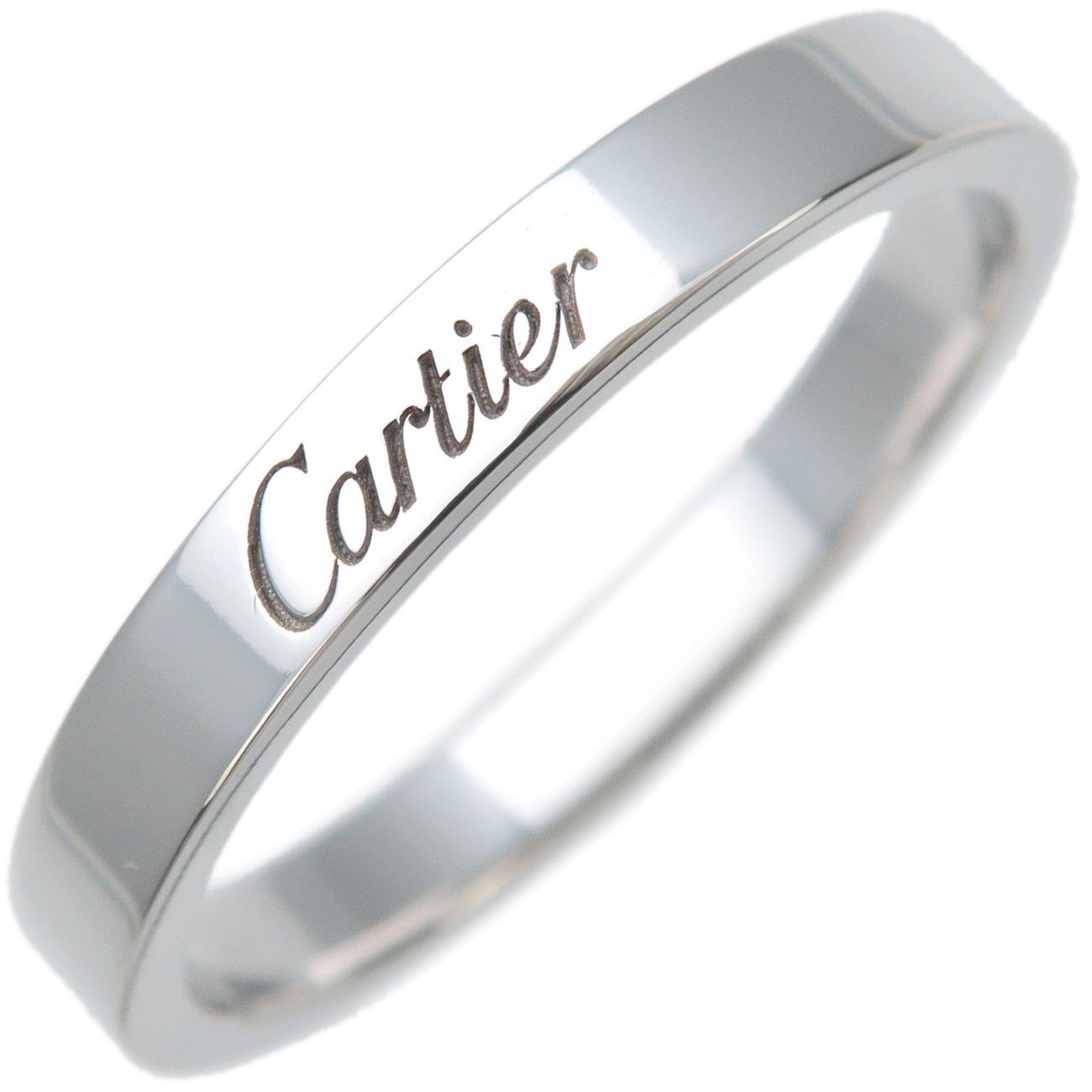 Authentic Cartier Engraved Ring Platinum