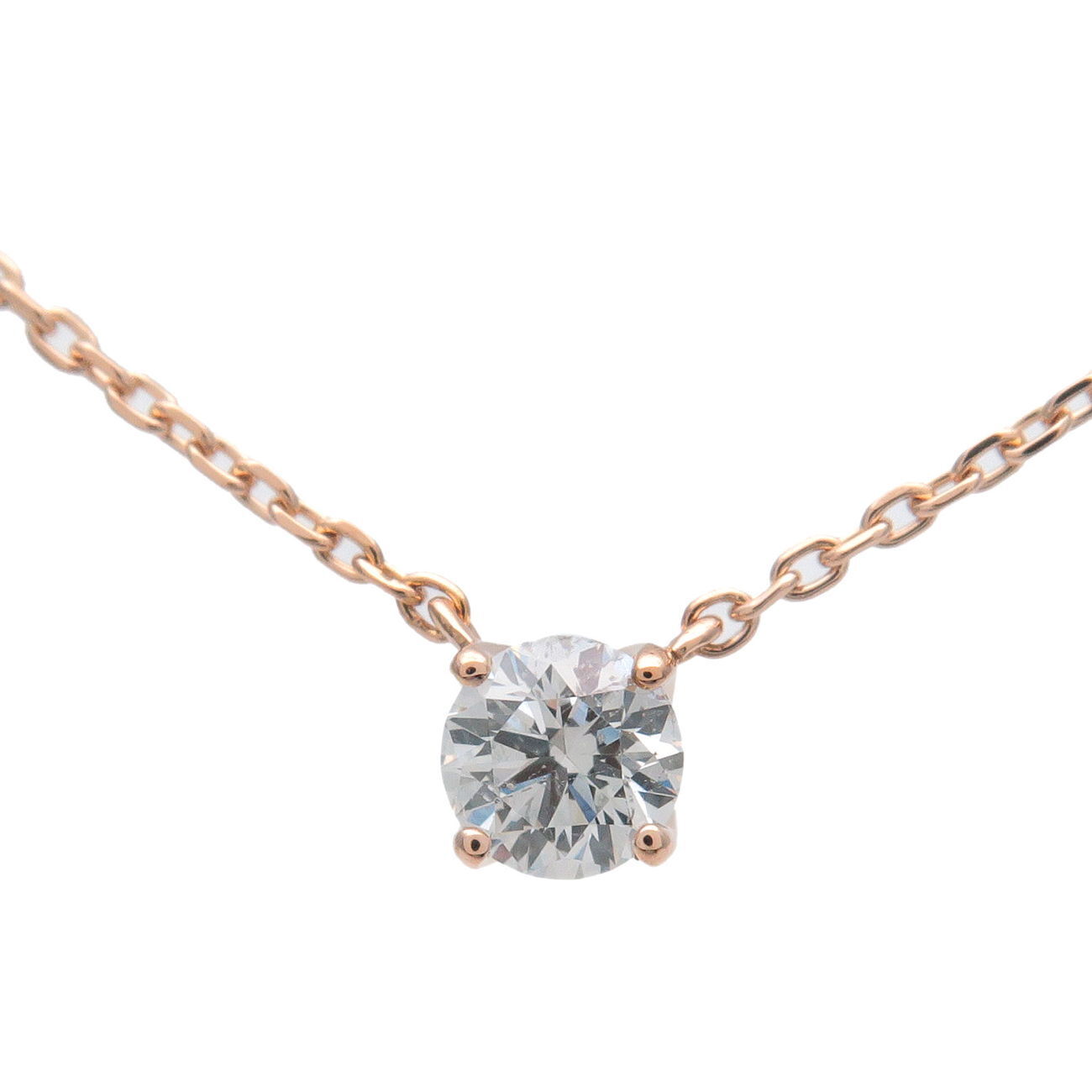 4C 1P Diamond Necklace 0.16ct K18PG 750PG Rose Gold