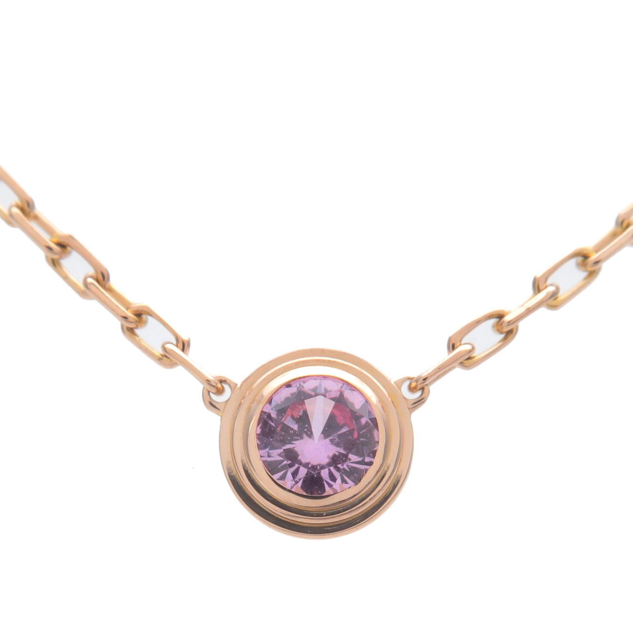 Auth Cartier Leger de Cartier 1P Pink Sapphire Necklace