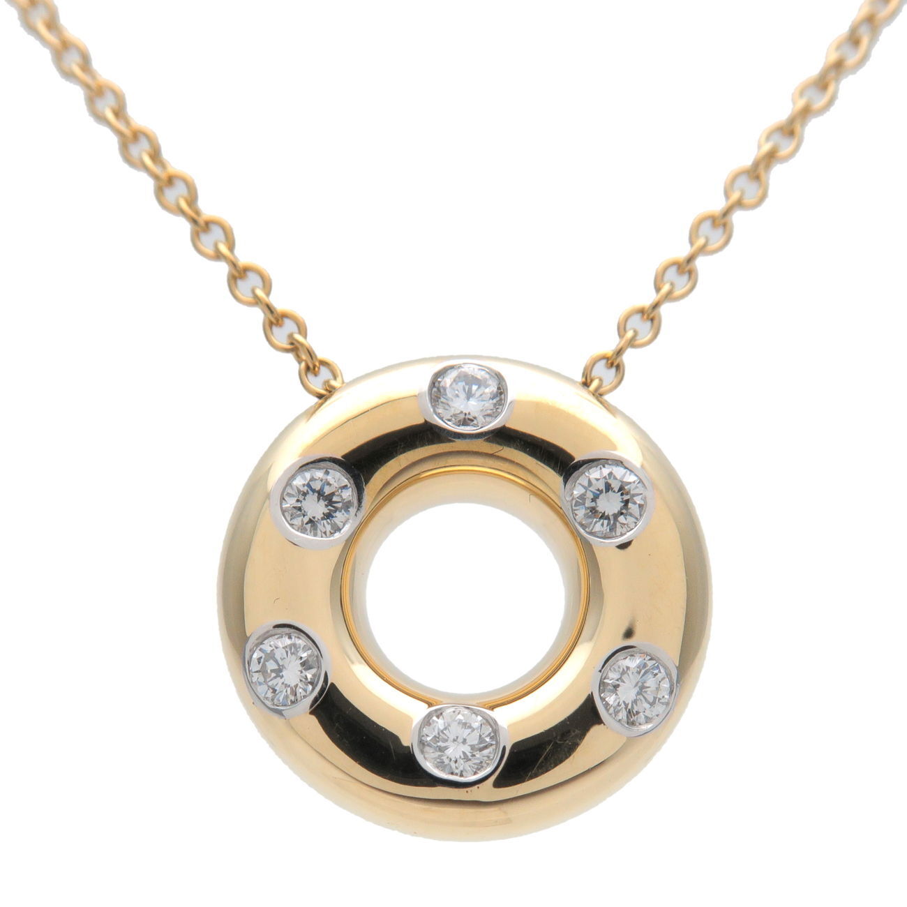 Authentic TiffanyCo. Dots Circle 6P Diamond Necklace
