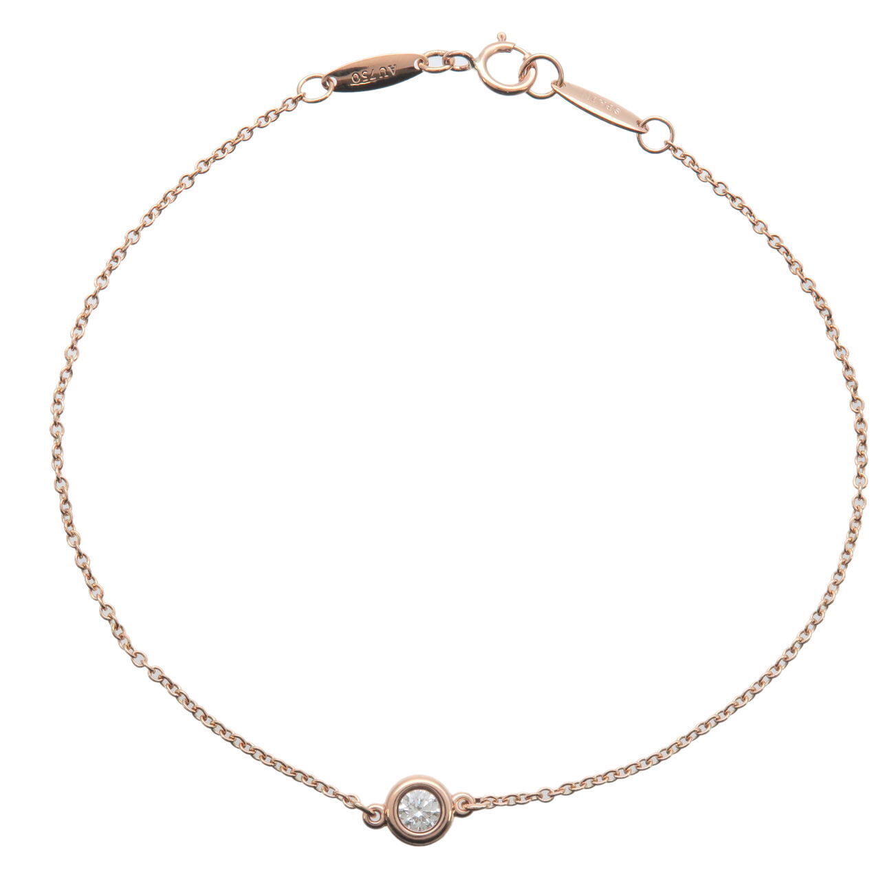 Auth TiffanyCo. By the Yard 1P Diamond 0.14ct Bracelet