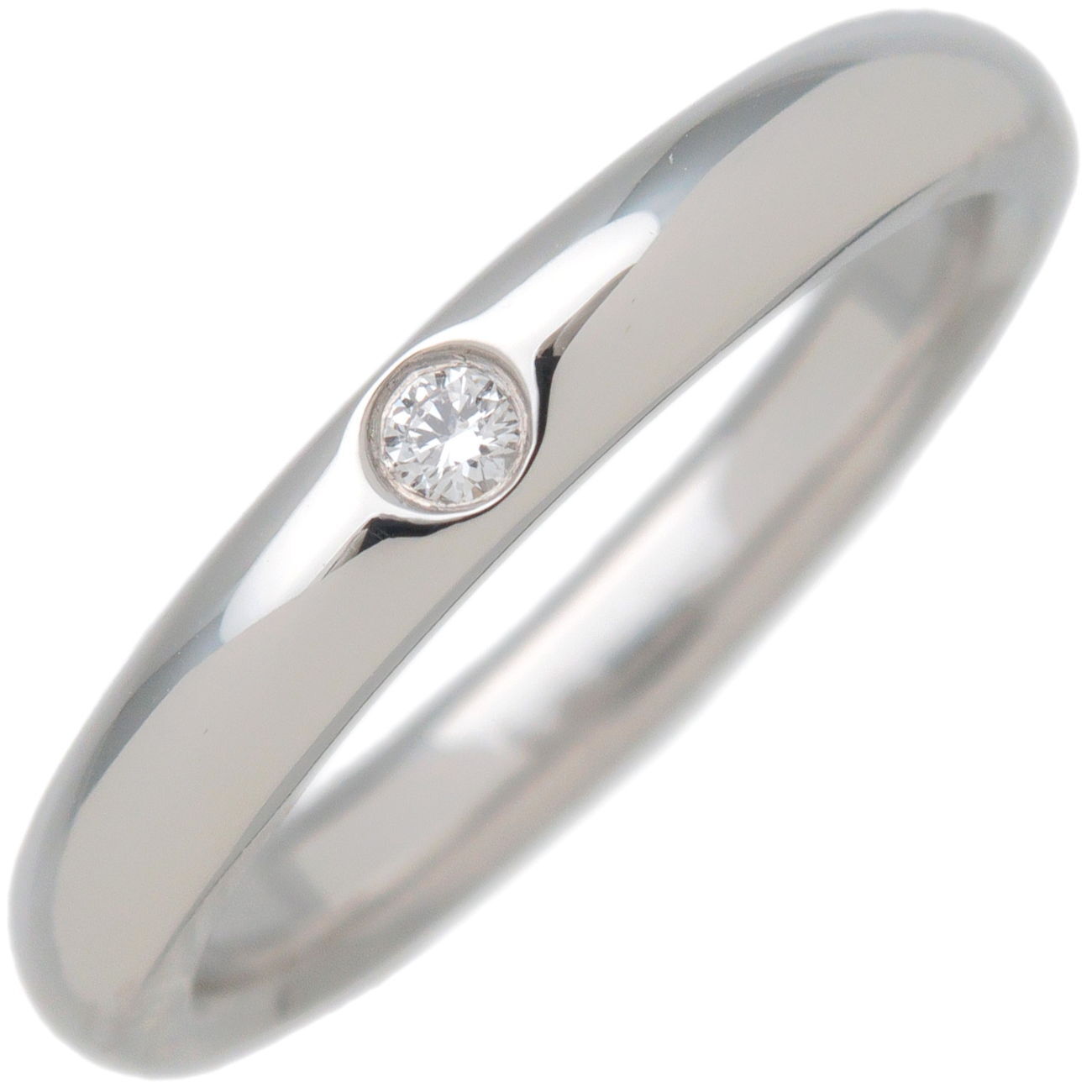 Auth TiffanyCo. Stacking Band Ring 1P Diamond 950 Platinum