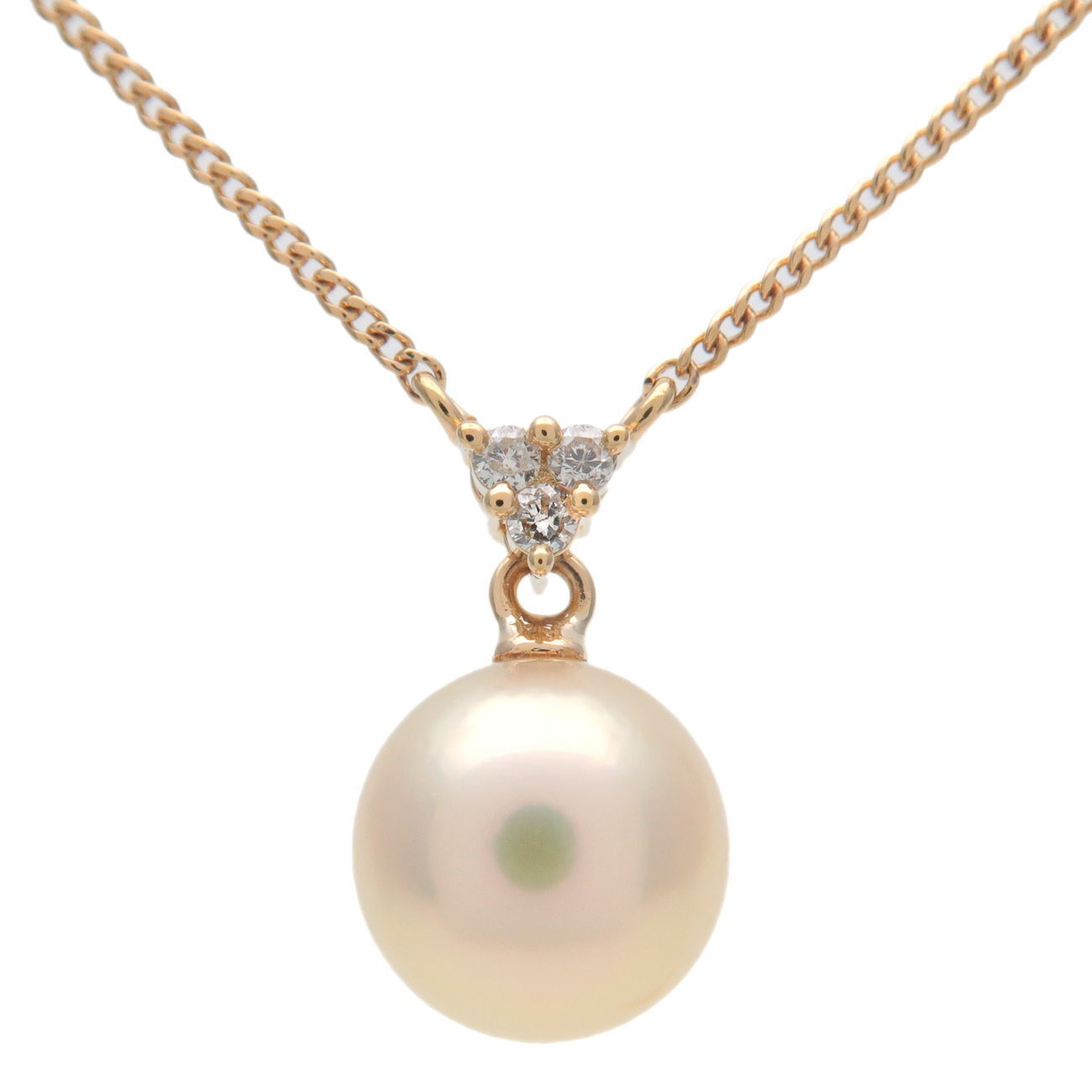TASAKI Pearl Diamond Necklace 0.04ct K18YG Yellow Gold