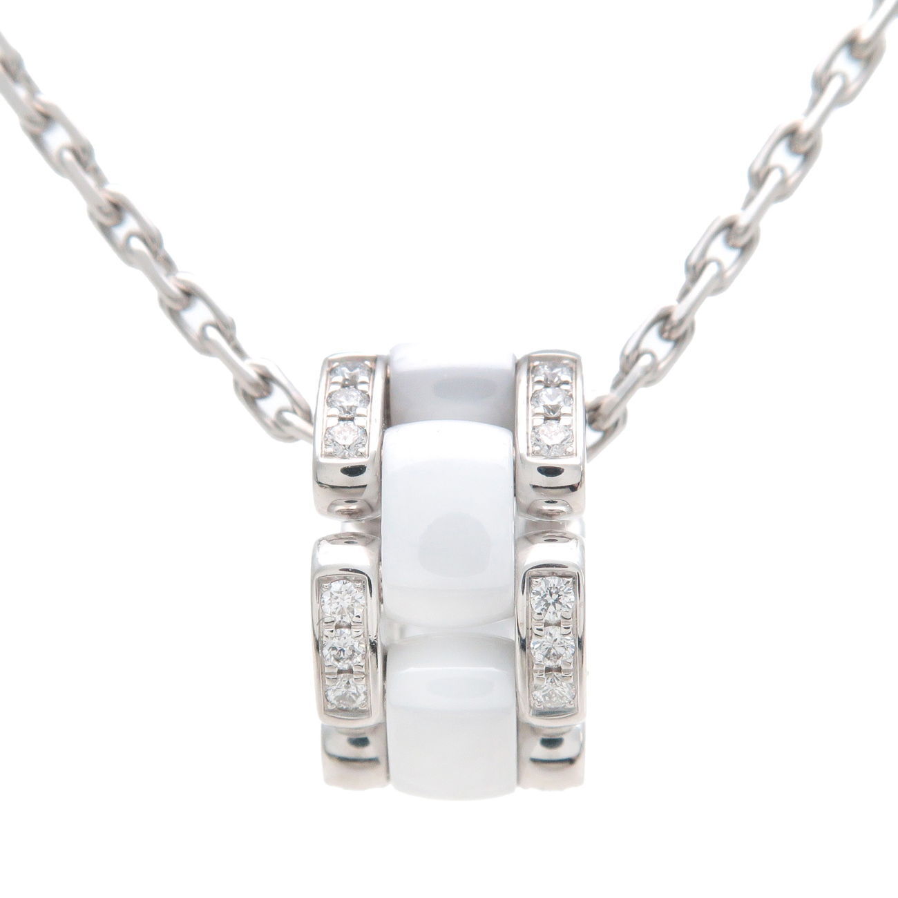CHANEL Ultra Collection Diamond Necklace K18WG White Ceramic