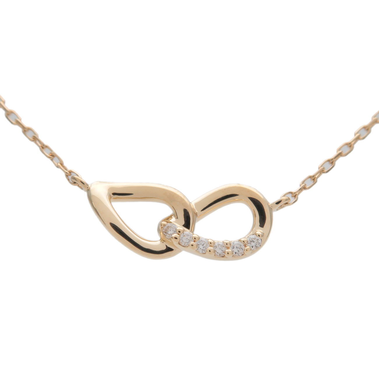 4C Diamond Chain Cahrm Necklace K18YG 750 Yellow Gold