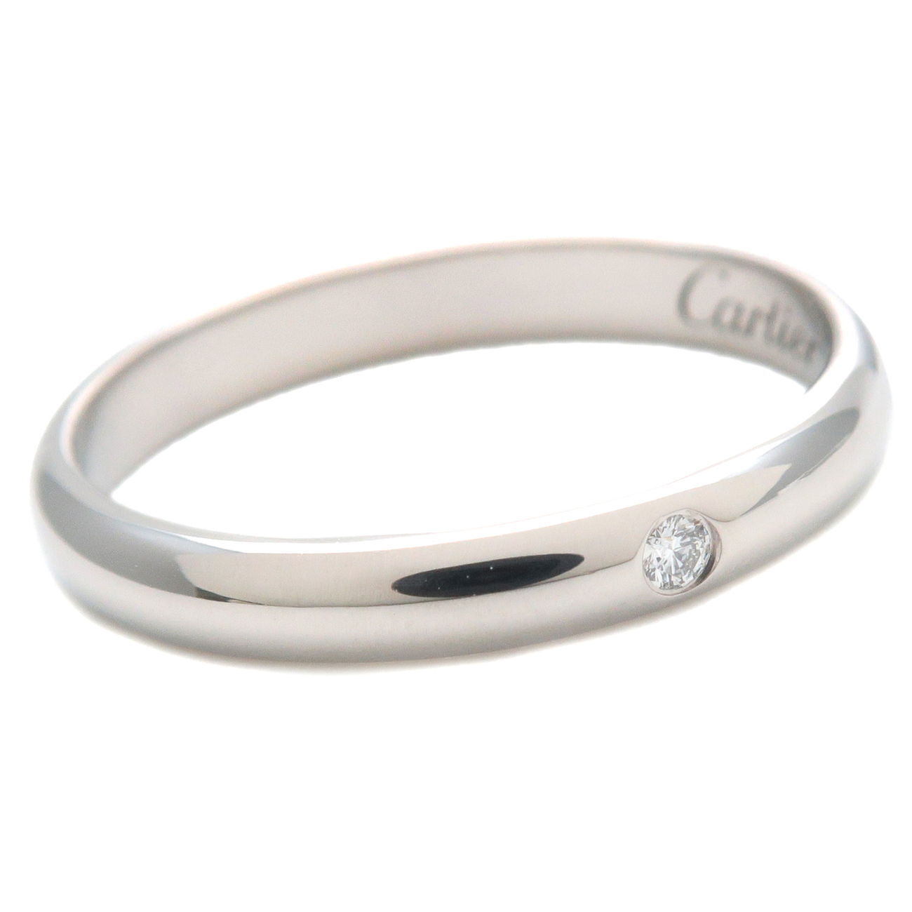 Cartier Wedding Ring 1P Diamond PT950 Platinum