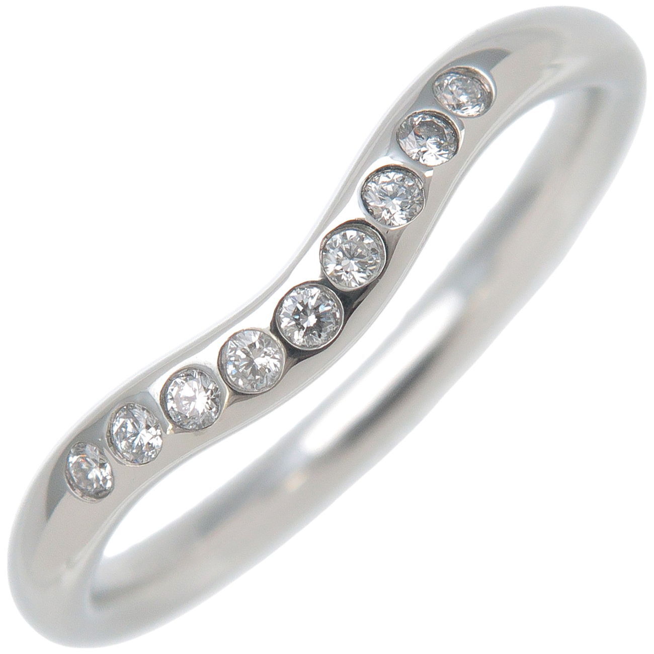 Authentic TiffanyCo. Curved  Band Ring 9P Diamond