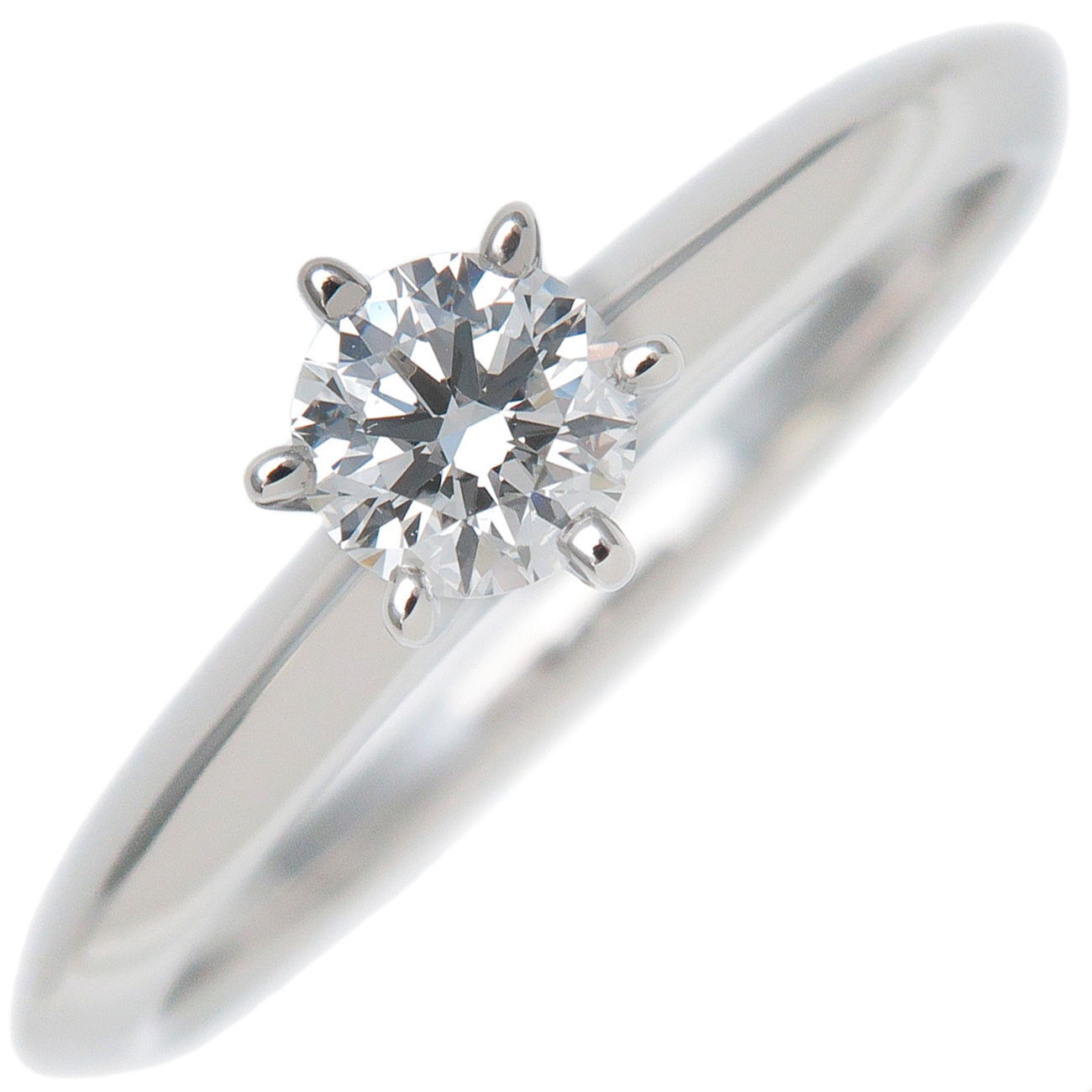 Auth TiffanyCo. Solitaier 1P Diamond Ring