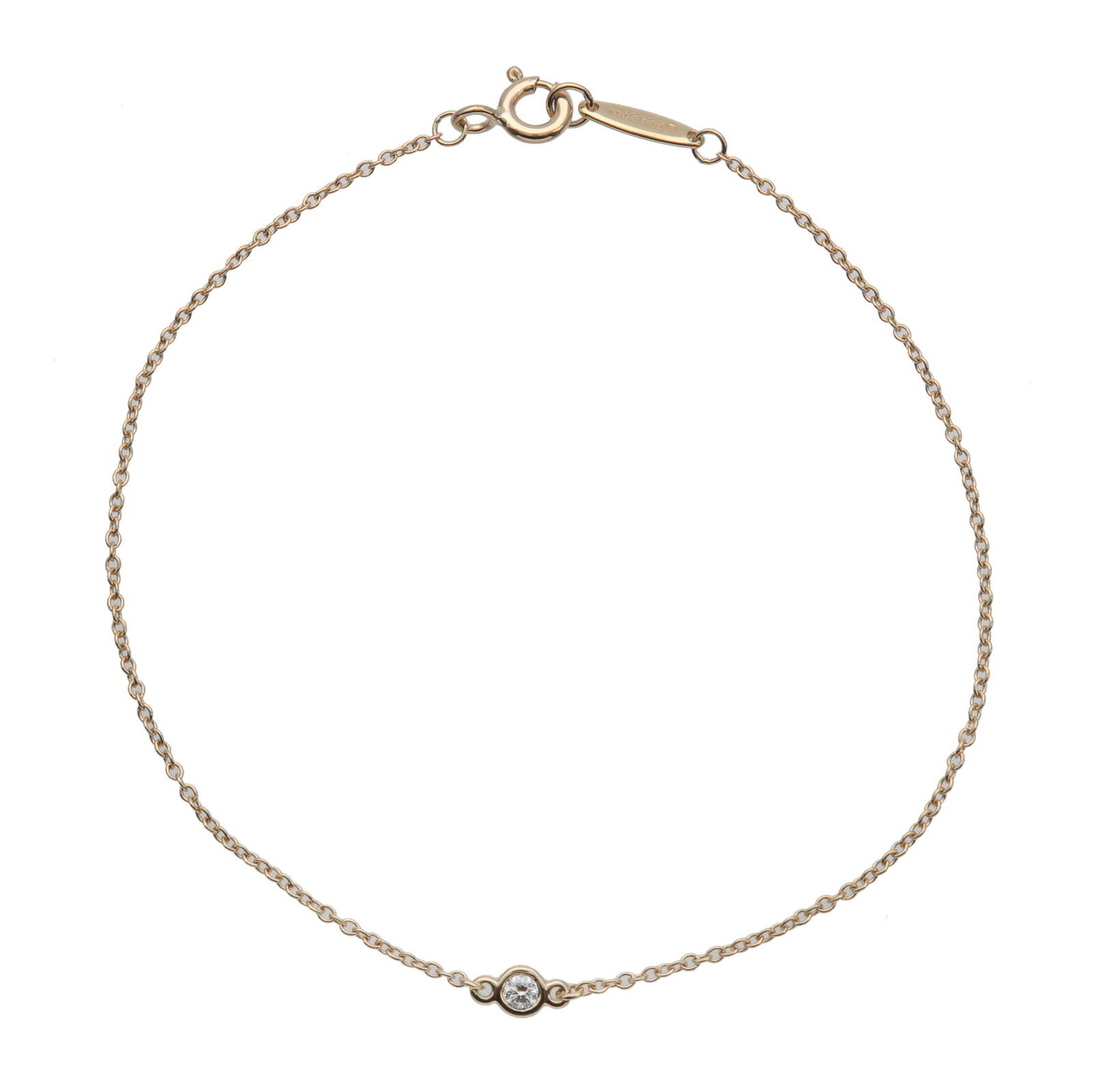 Tiffany  Co. By the Yard 1P Diamond Bracelet 0.05ct K18 Yellow Gold