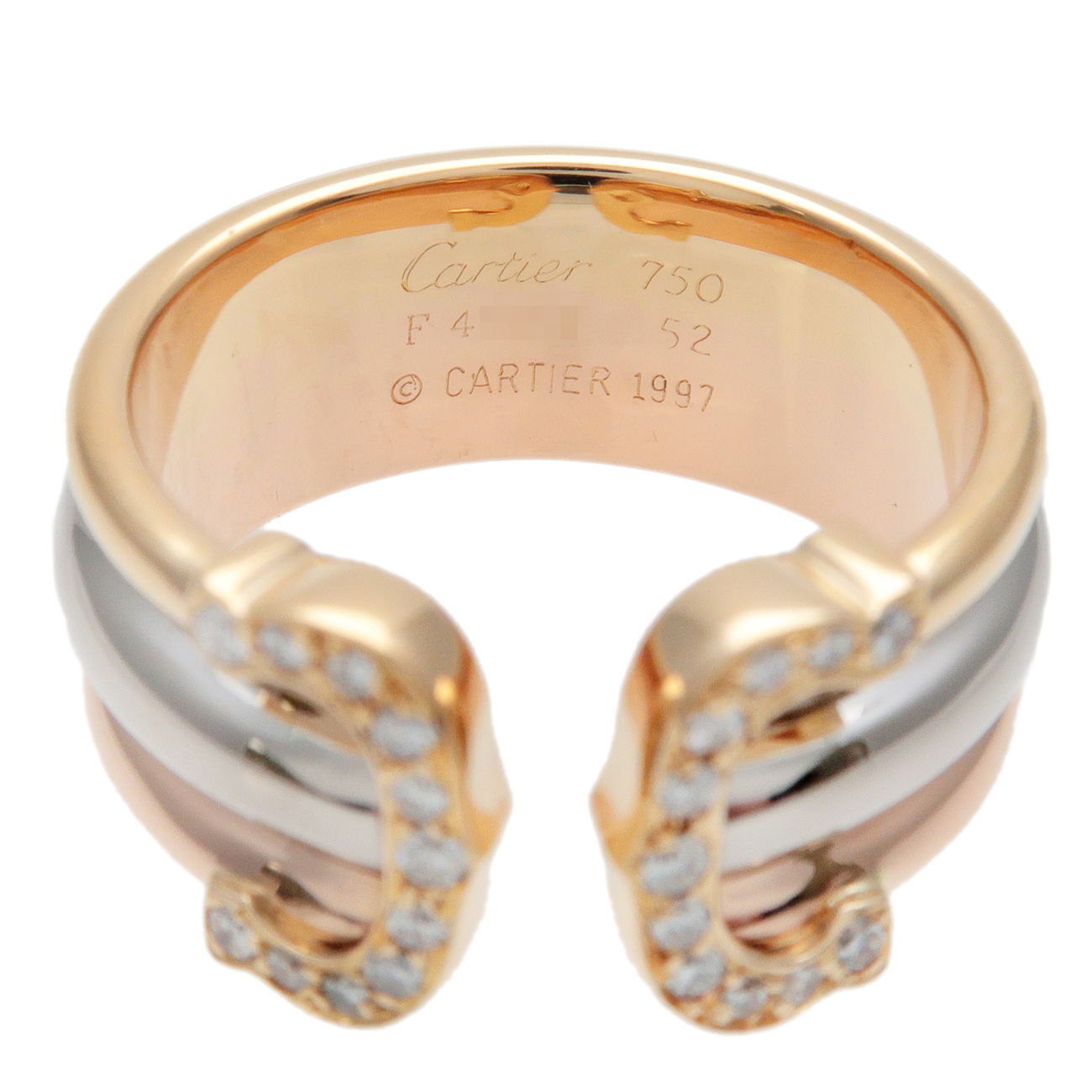 Cartier 2C Diamond Ring LM Three Color K18 750YG/WG/PG #52 US6-6.5 Used F/S