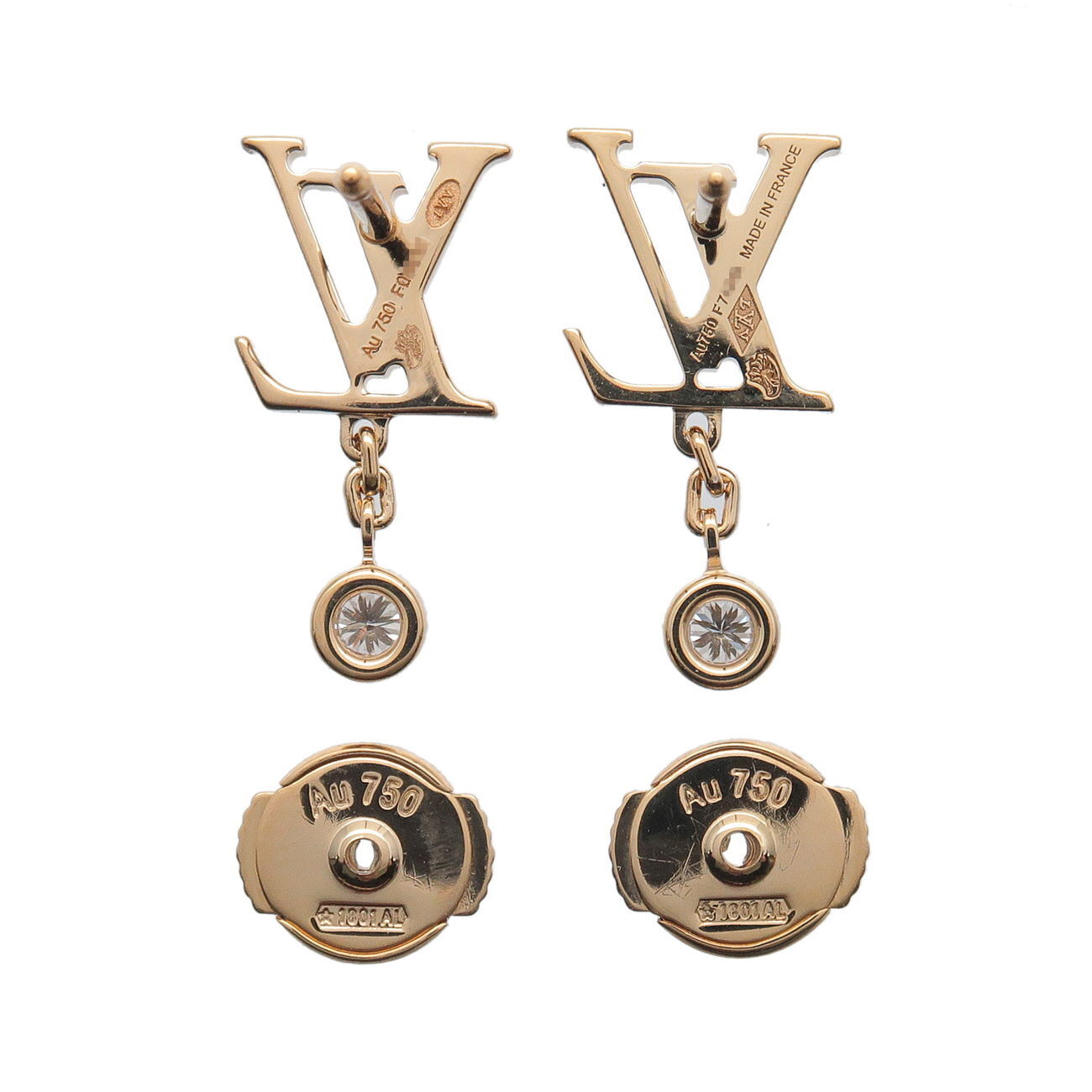 Louis Vuitton Puce Idylle Blossom LV Diamond Earrings K18YG Q96495 Used F/S