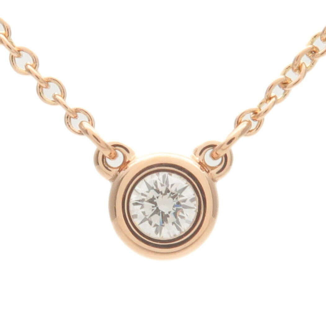 Tiffany  Co. By the Yard 1P Diamond Necklace 0.07ct K18 Rose Gold Used F/S