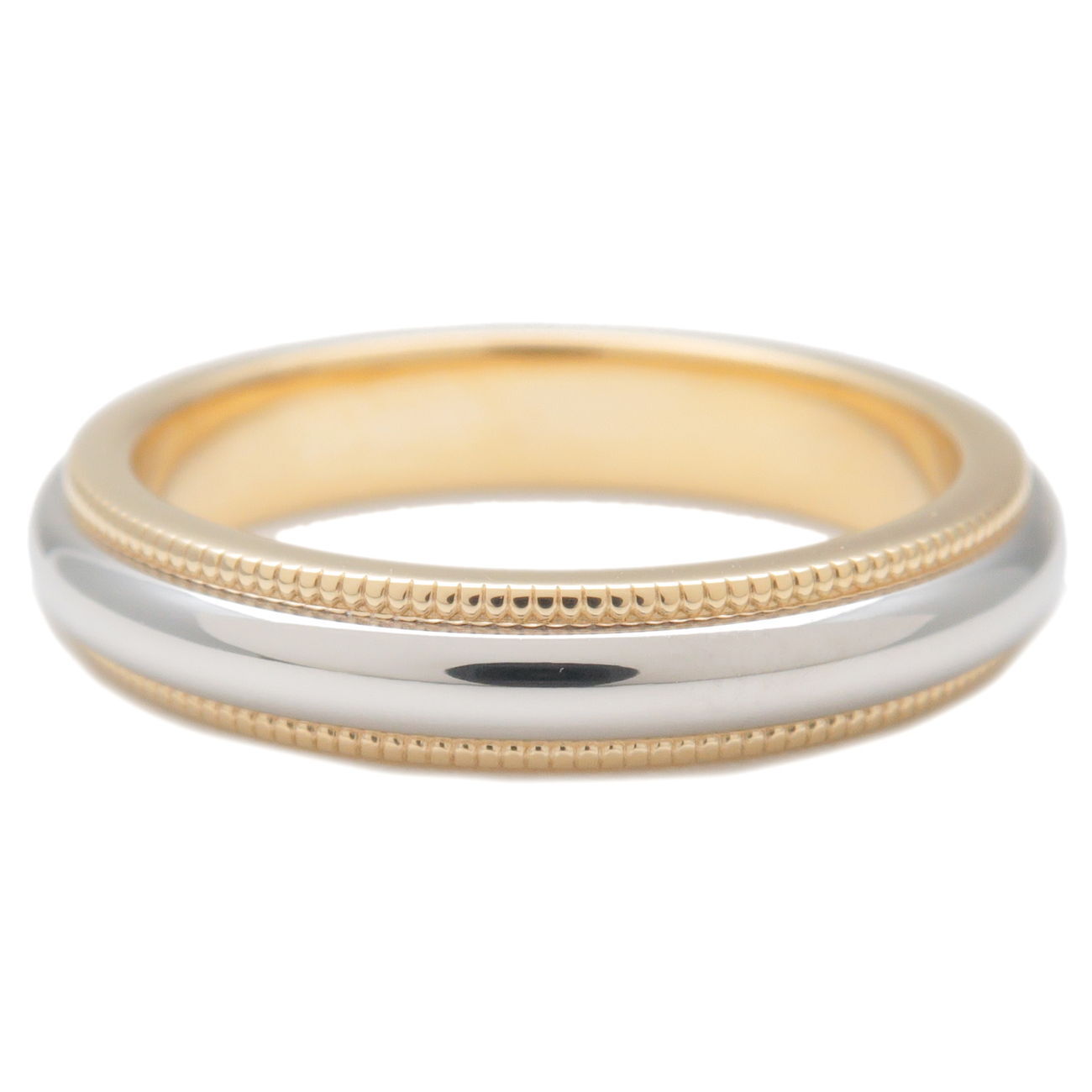 Tiffany  Co. Milgrain Band Ring K18 PT950 YellowGold Platinum US4.5 Used F/S