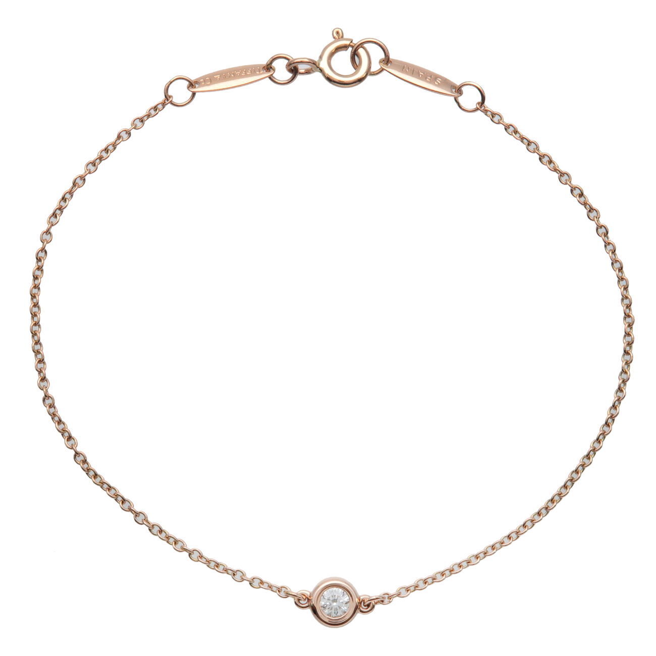 Tiffany  Co. By the Yard 1P Diamond Bracelet 0.07ct K18 Rose Gold Used F/S