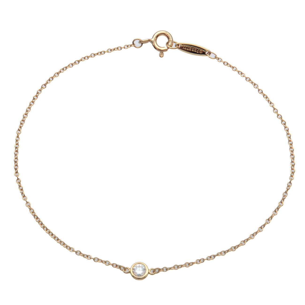 TiffanyCo. By the Yard 1P Diamond Bracelet 0.08ct K18 Yellow Gold Used F/S
