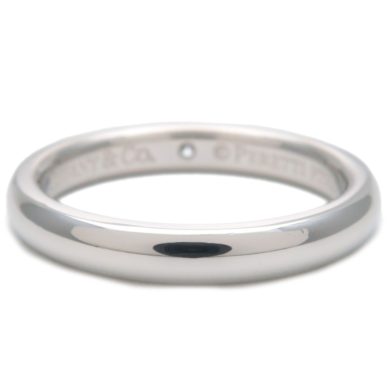 TiffanyCo. Stacking Band Ring 1P Diamond PT950 Platinum US4.5 Used F/S