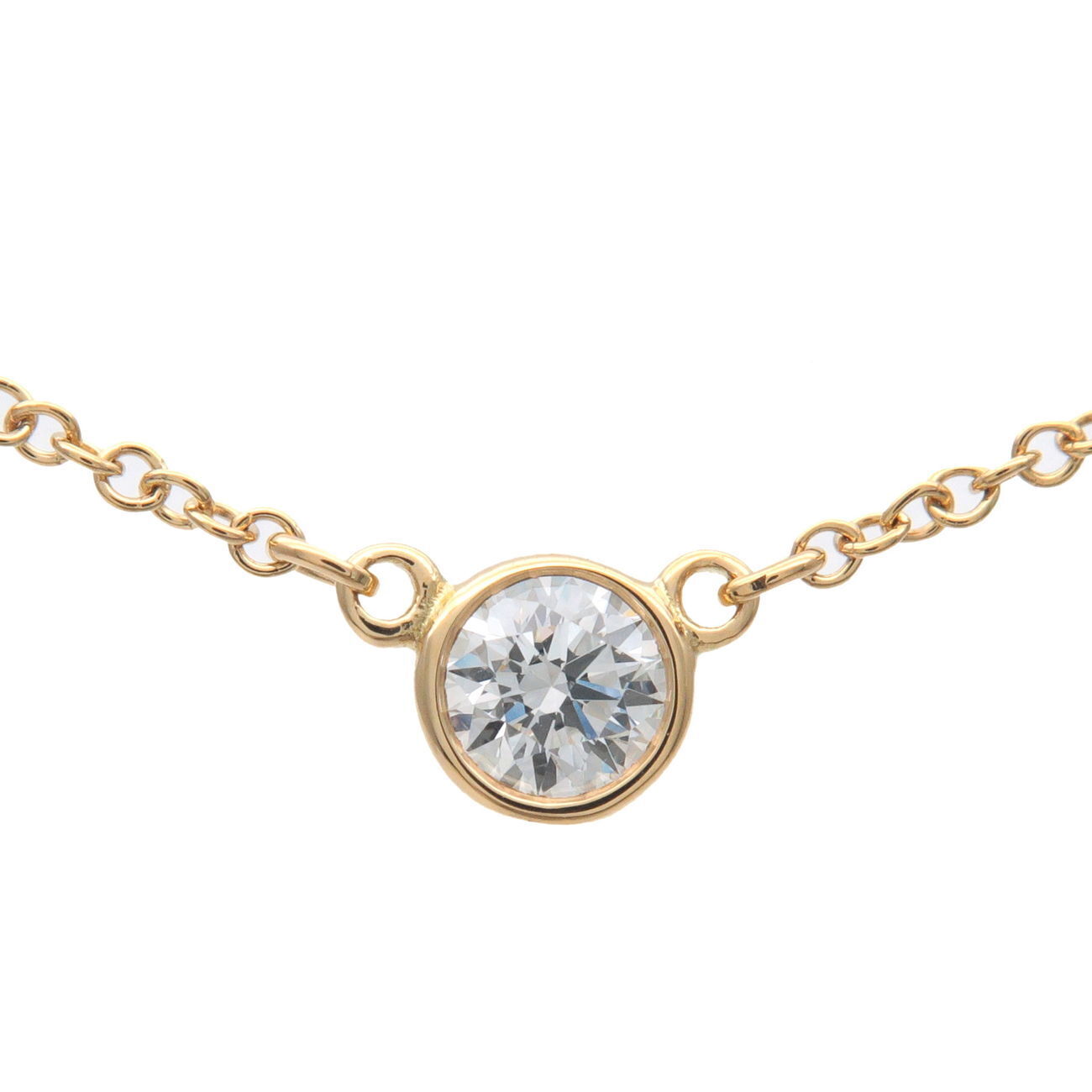 TiffanyCo. By the Yard 1P Diamond Necklace 0.14ct K18 Yellow Gold