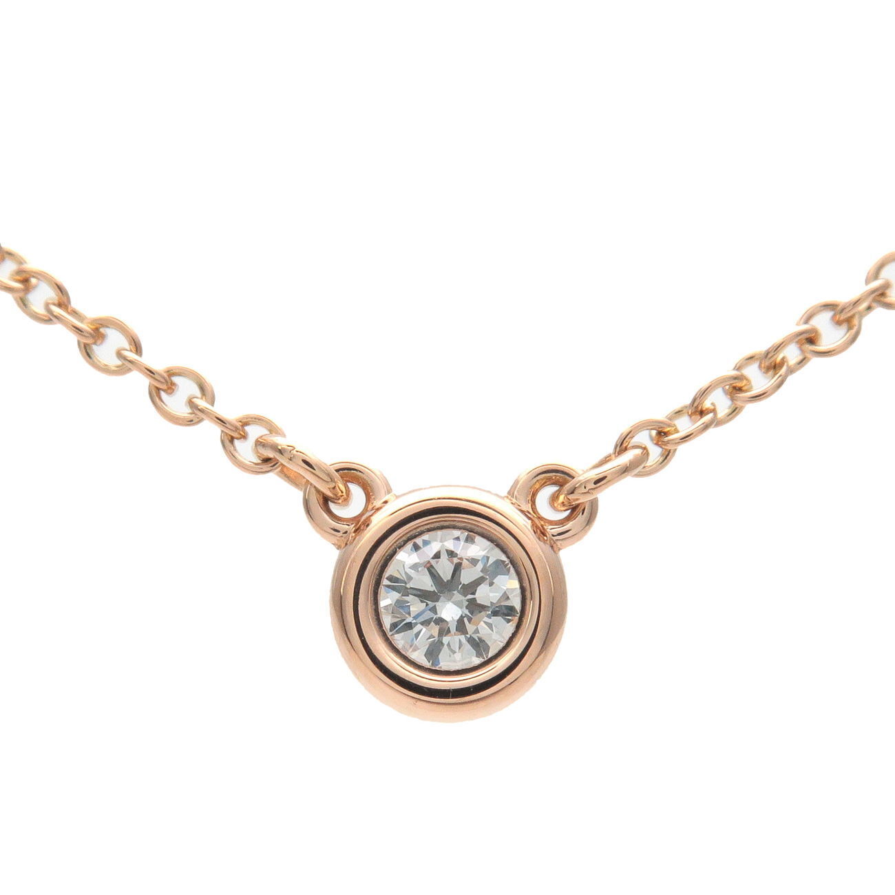 TiffanyCo. By the Yard 1P Diamond Necklace 0.07ct K18 Rose Gold