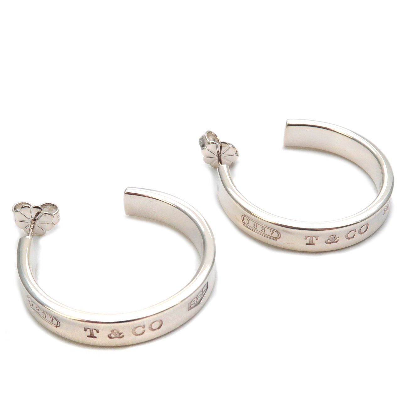 Tiffany&Co. 1837 Narrow Hoop Earrings Medium SV925 Silver