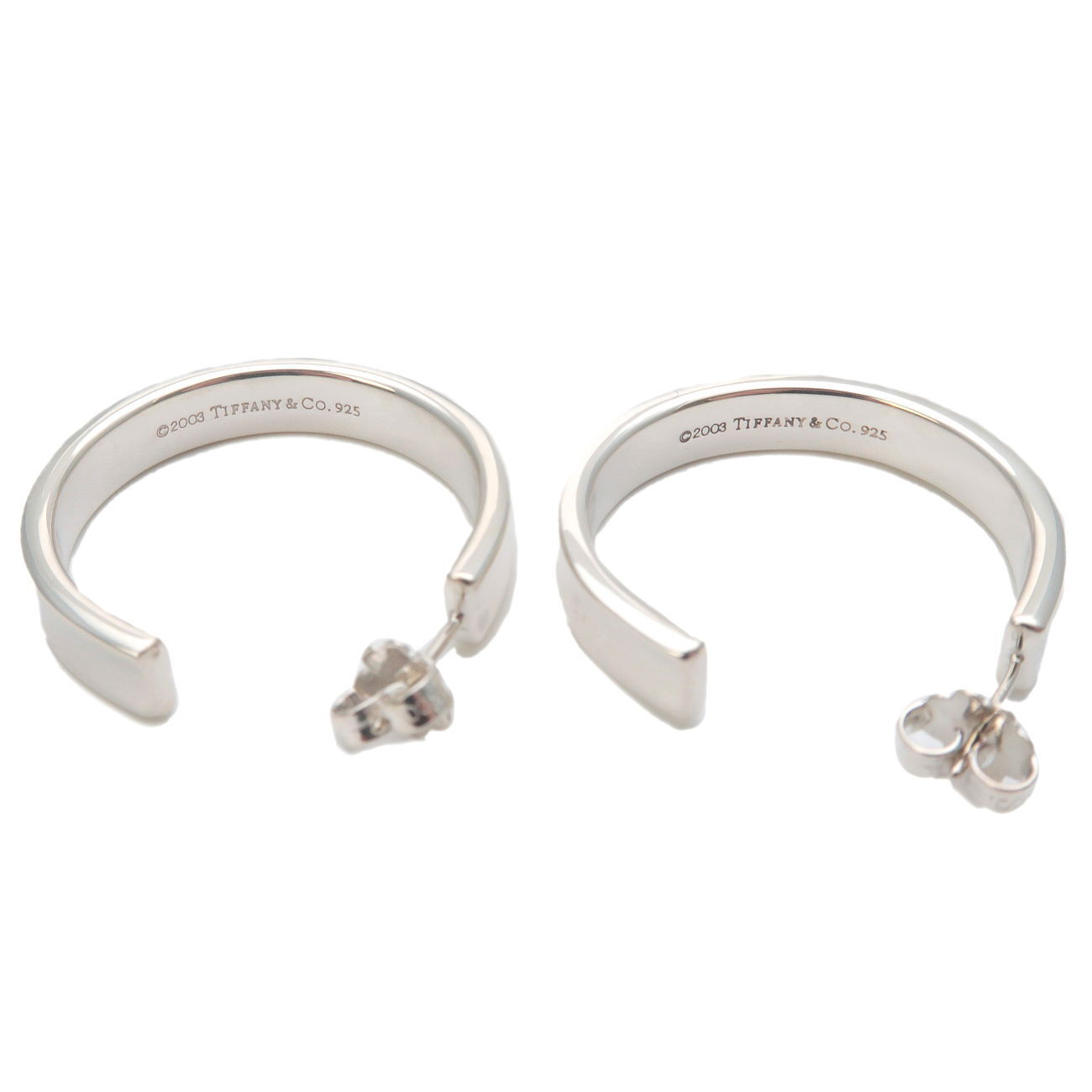 Tiffany&Co. 1837 Narrow Hoop Earrings Medium SV925 Silver