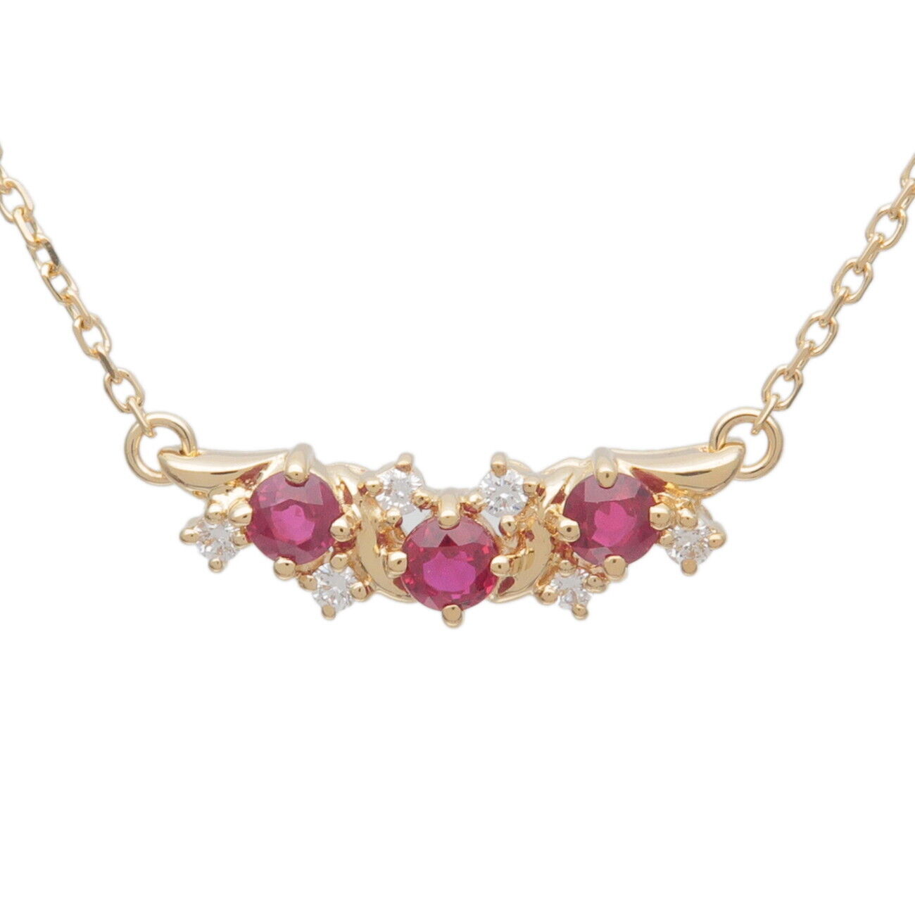 MIKIMOTO Ruby 0.43ct Diamond 0.08ct Necklace K18YG Yellow Gold