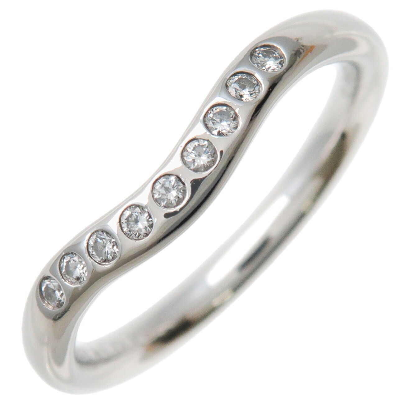 TiffanyCo. Curved Band 9P Diamond Ring PT950 Platinum
