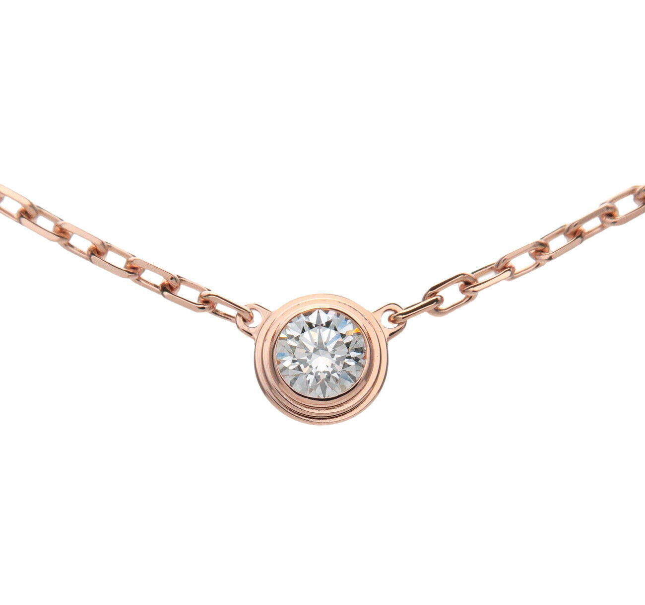 Cartier Diamants Légers SM 1P Diamond Necklace 0.09ct K18 RoseGold