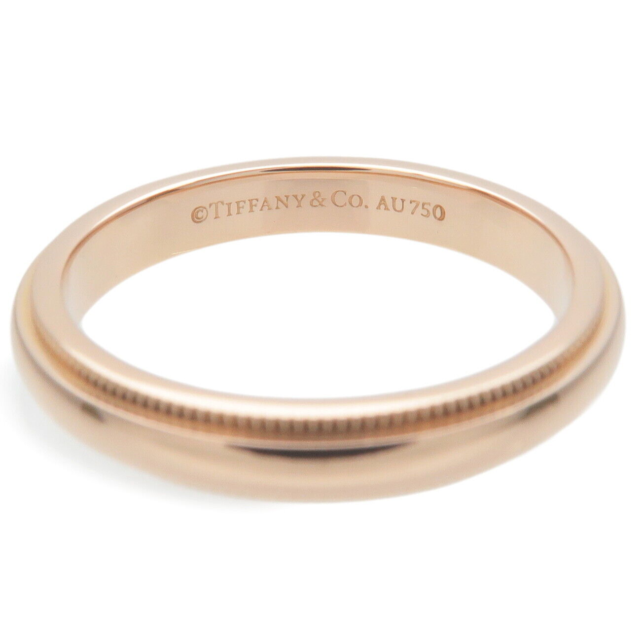 TiffanyCo. Milgrain Band Ring K18 750PG Rose Gold